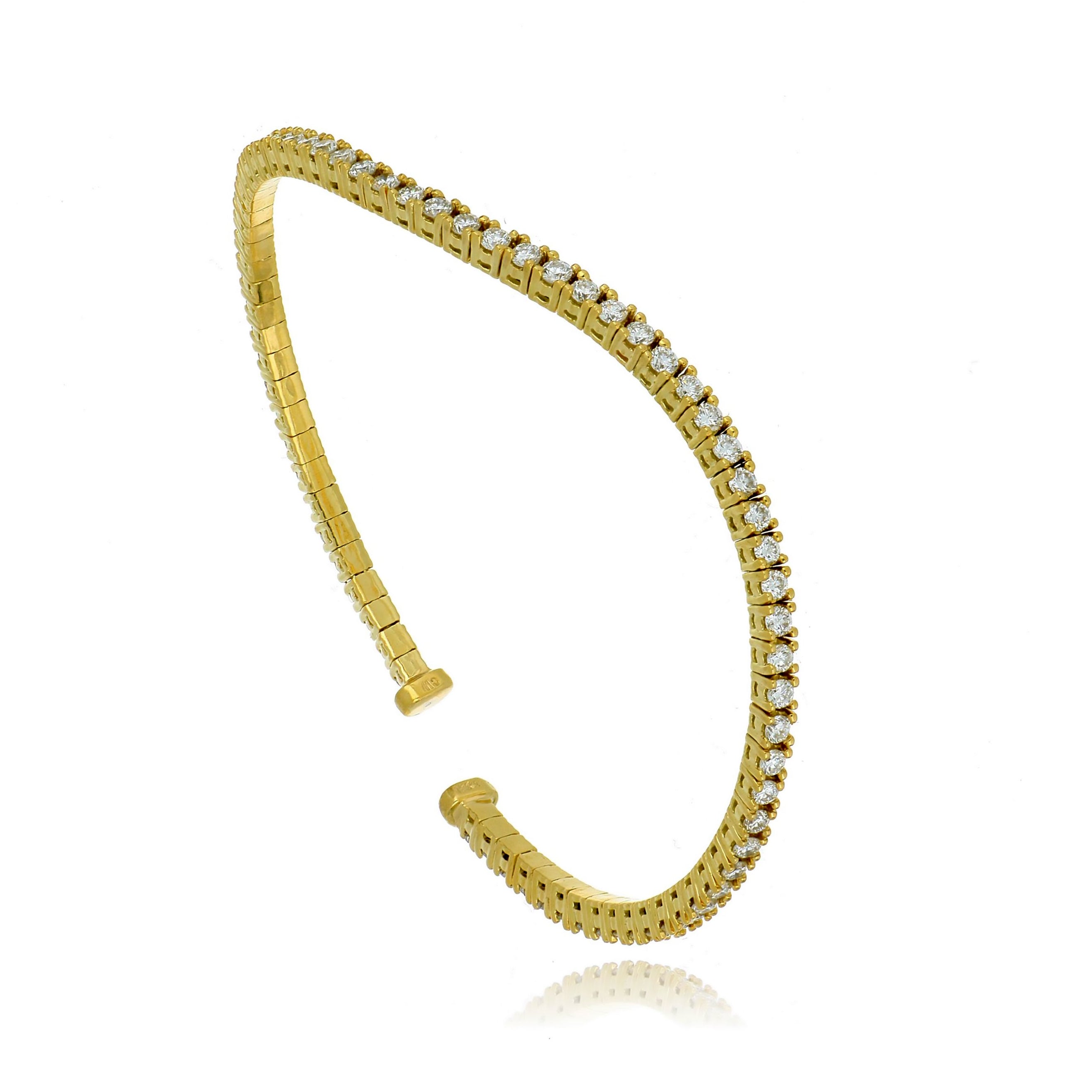 18k Gold Diamond Wave Tennis Bangle - Charles Koll Jewelers