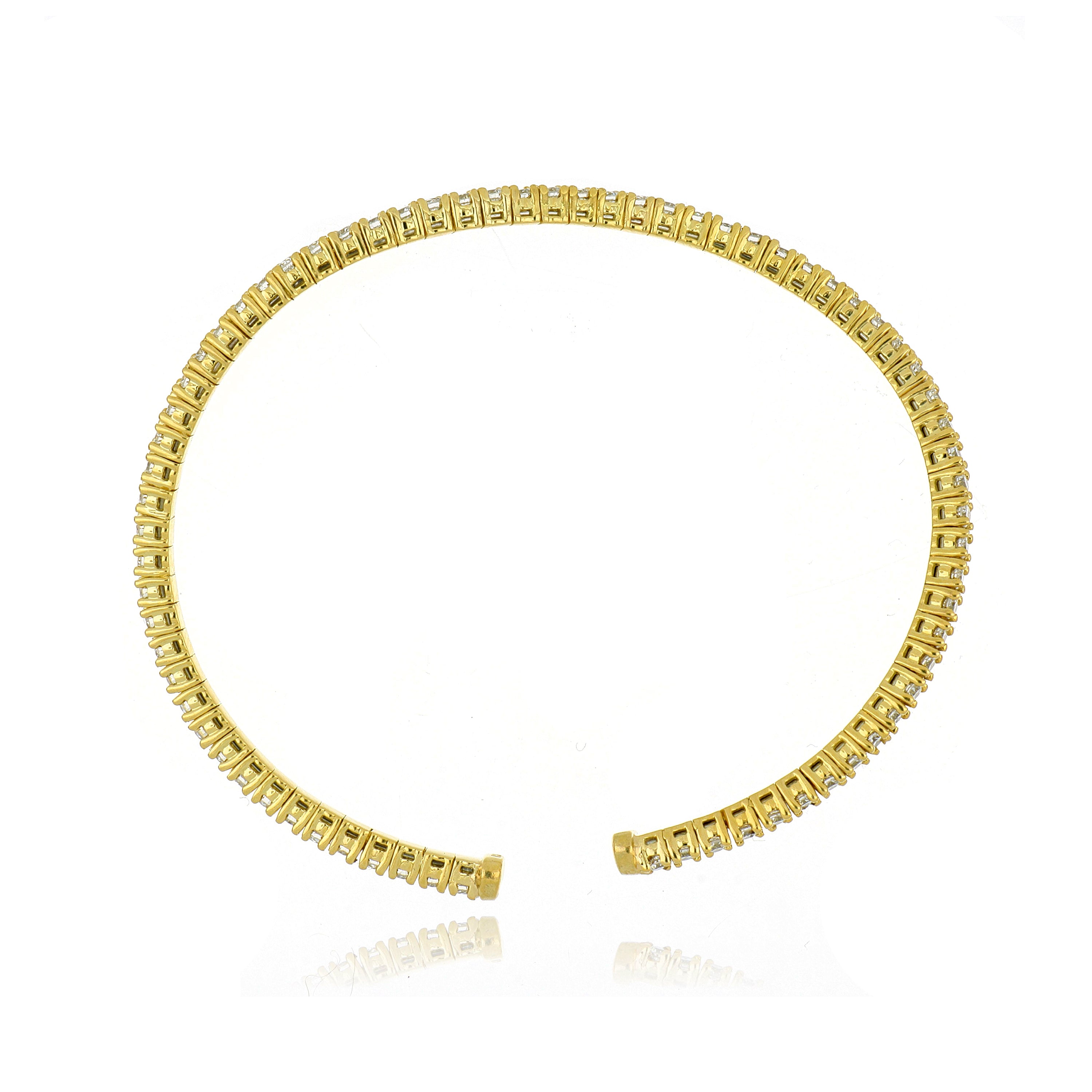 18k Gold Diamond Wave Tennis Bangle - Charles Koll Jewelers