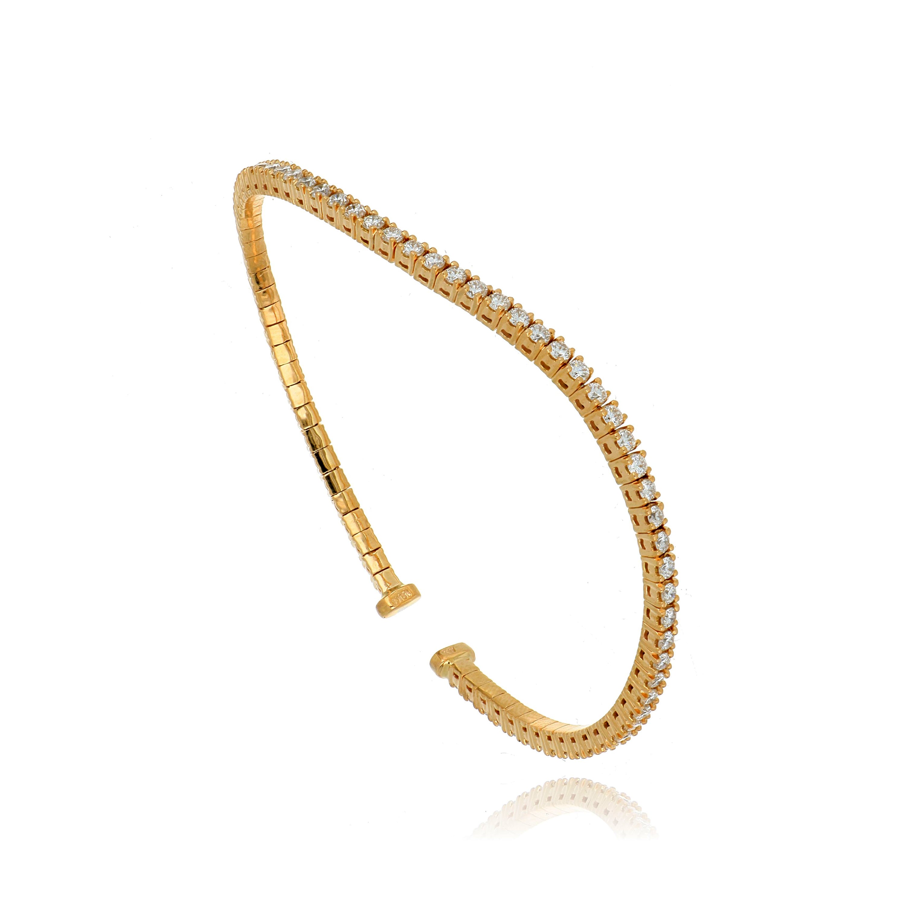 18k Gold Diamond Wave Tennis Bangle