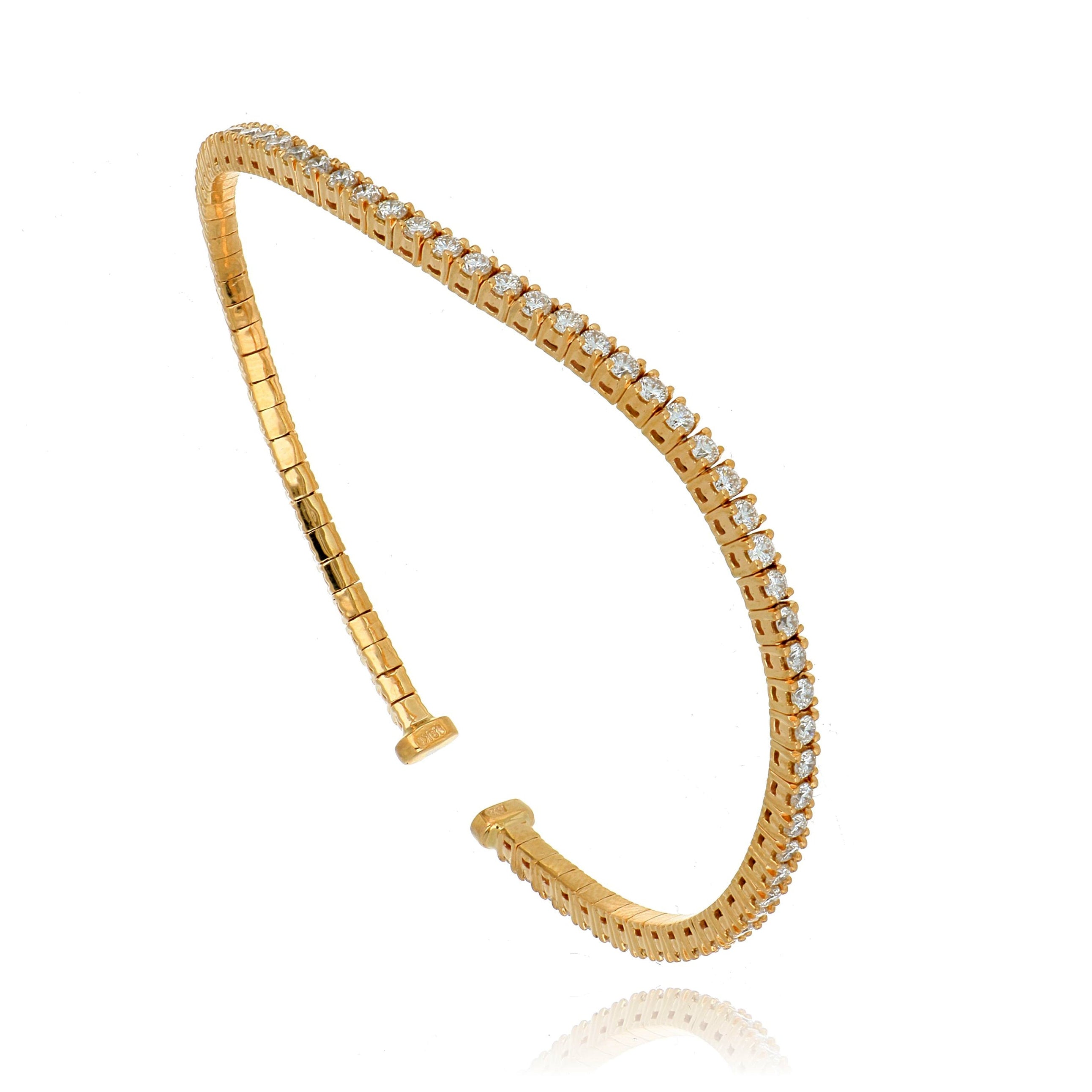 18k Gold Diamond Wave Tennis Bangle - Charles Koll Jewelers