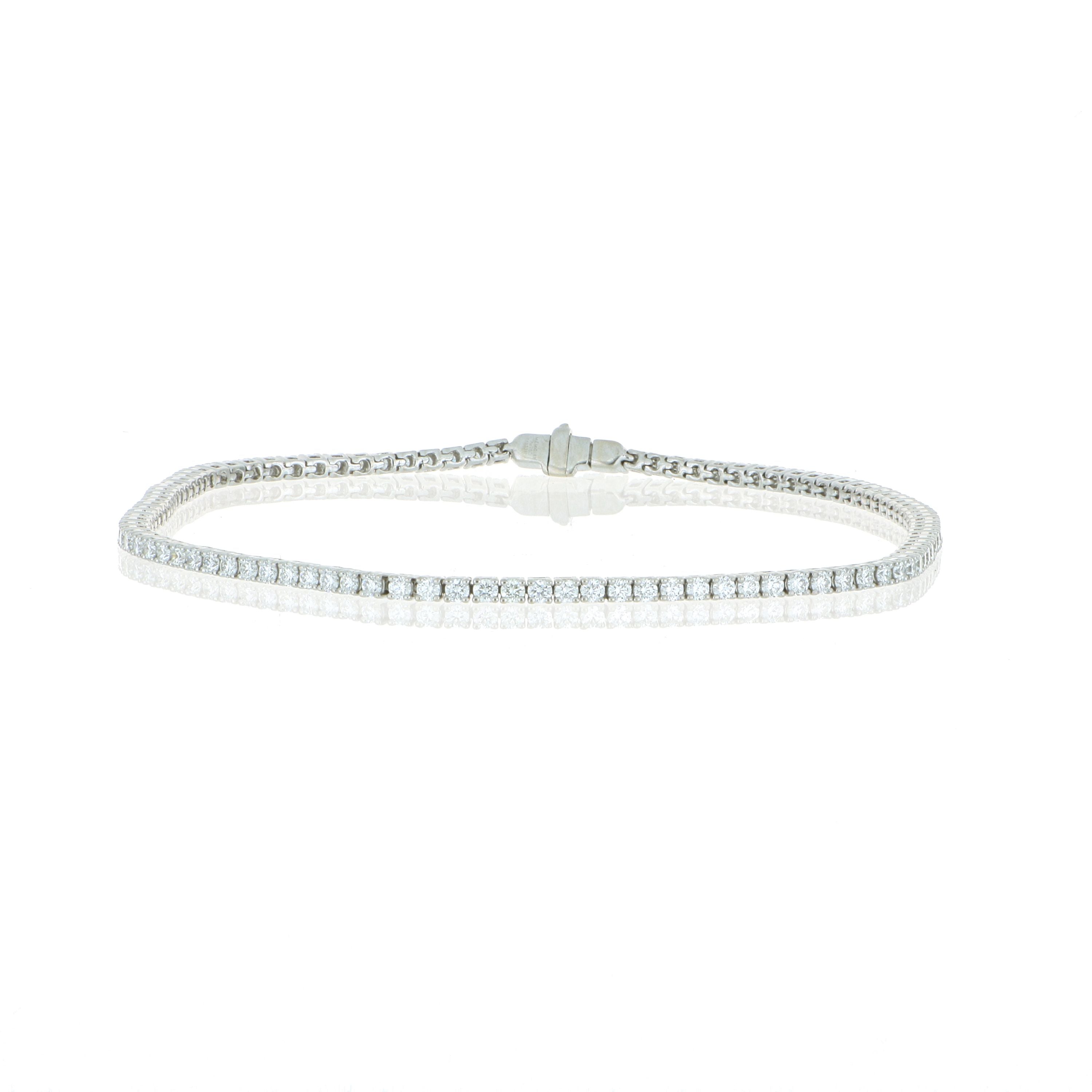 14k White Gold Bezel Set Diamond Tennis Bracelet
