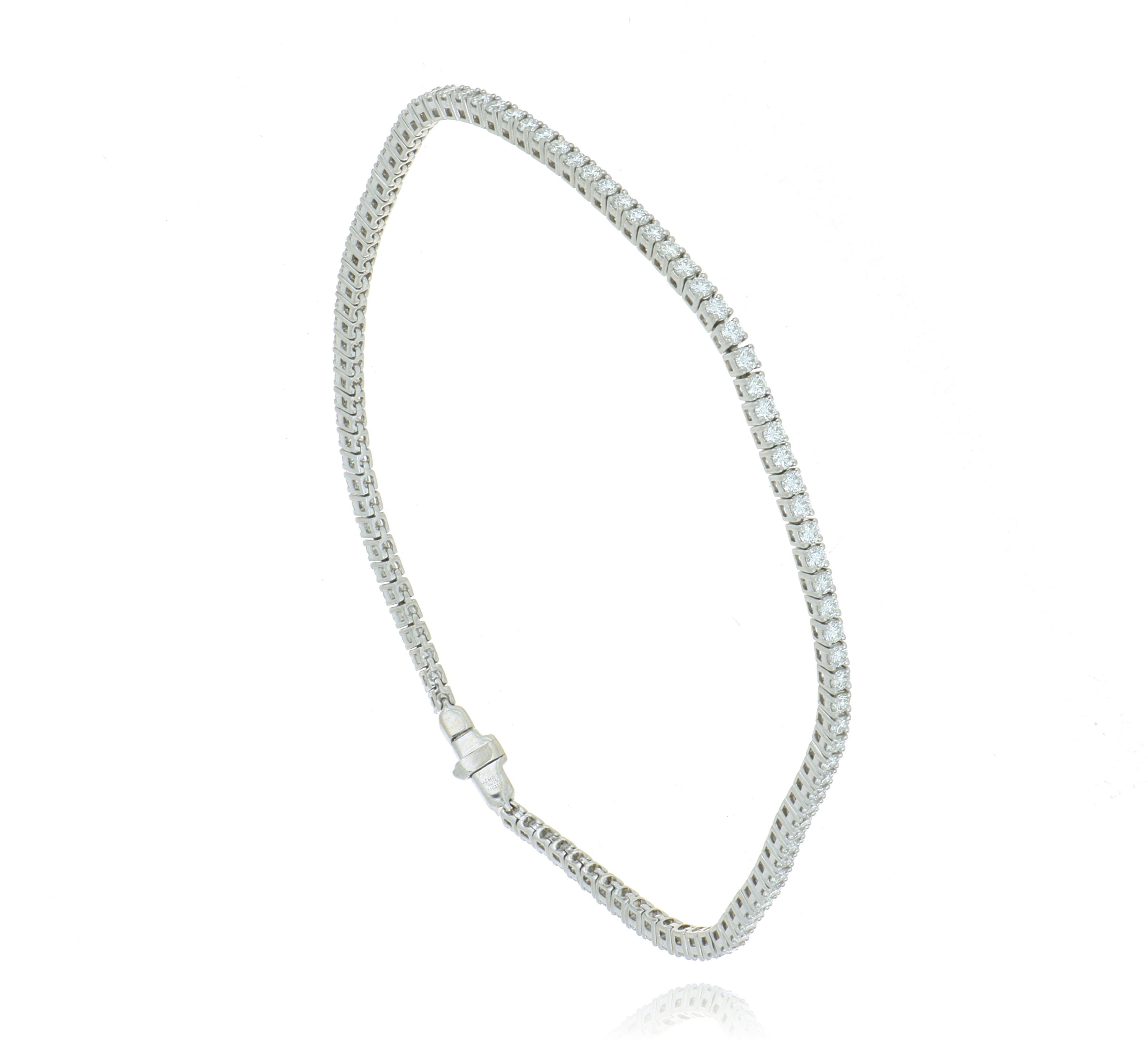 14k White Gold Bezel Set Diamond Tennis Bracelet