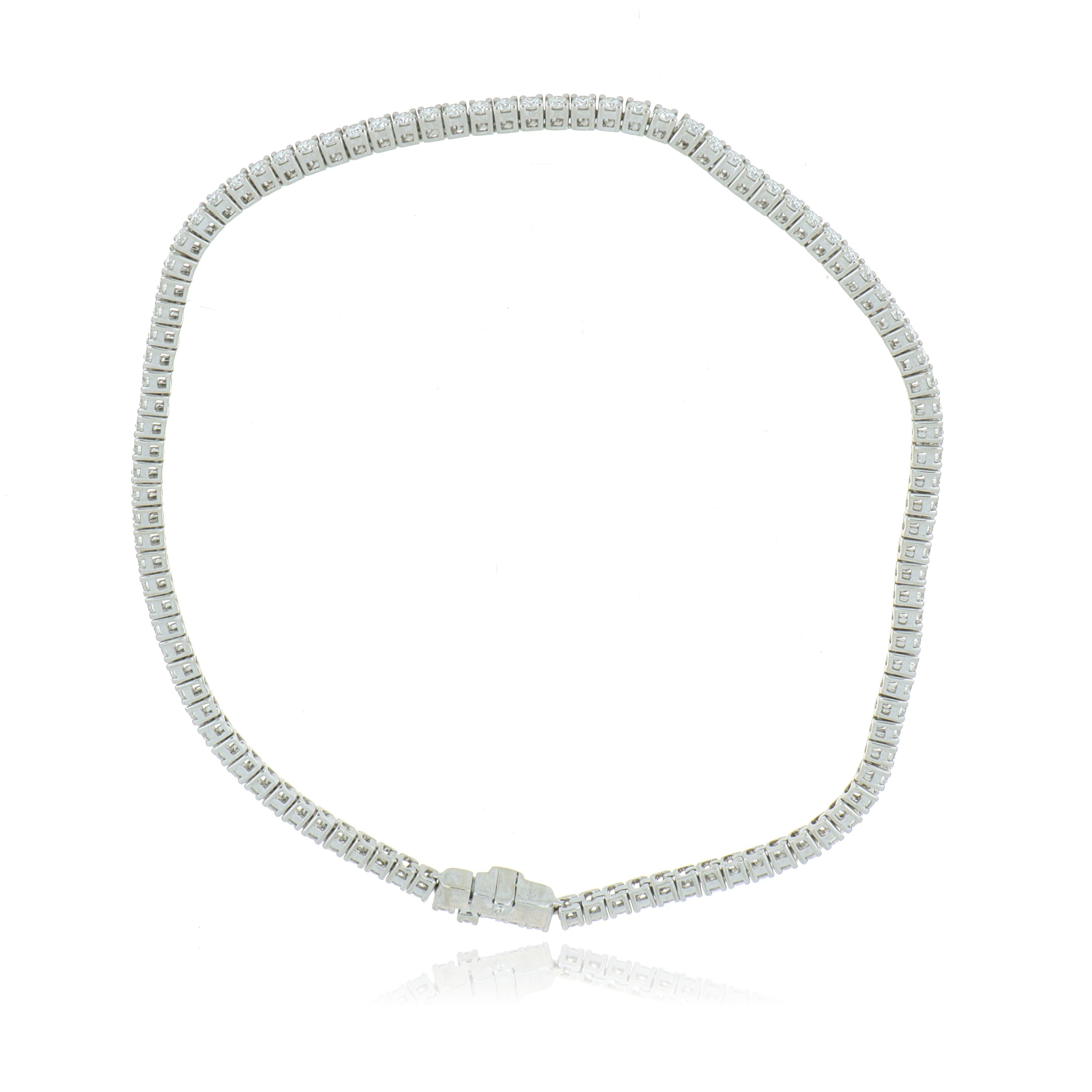 14k White Gold Bezel Set Diamond Tennis Bracelet