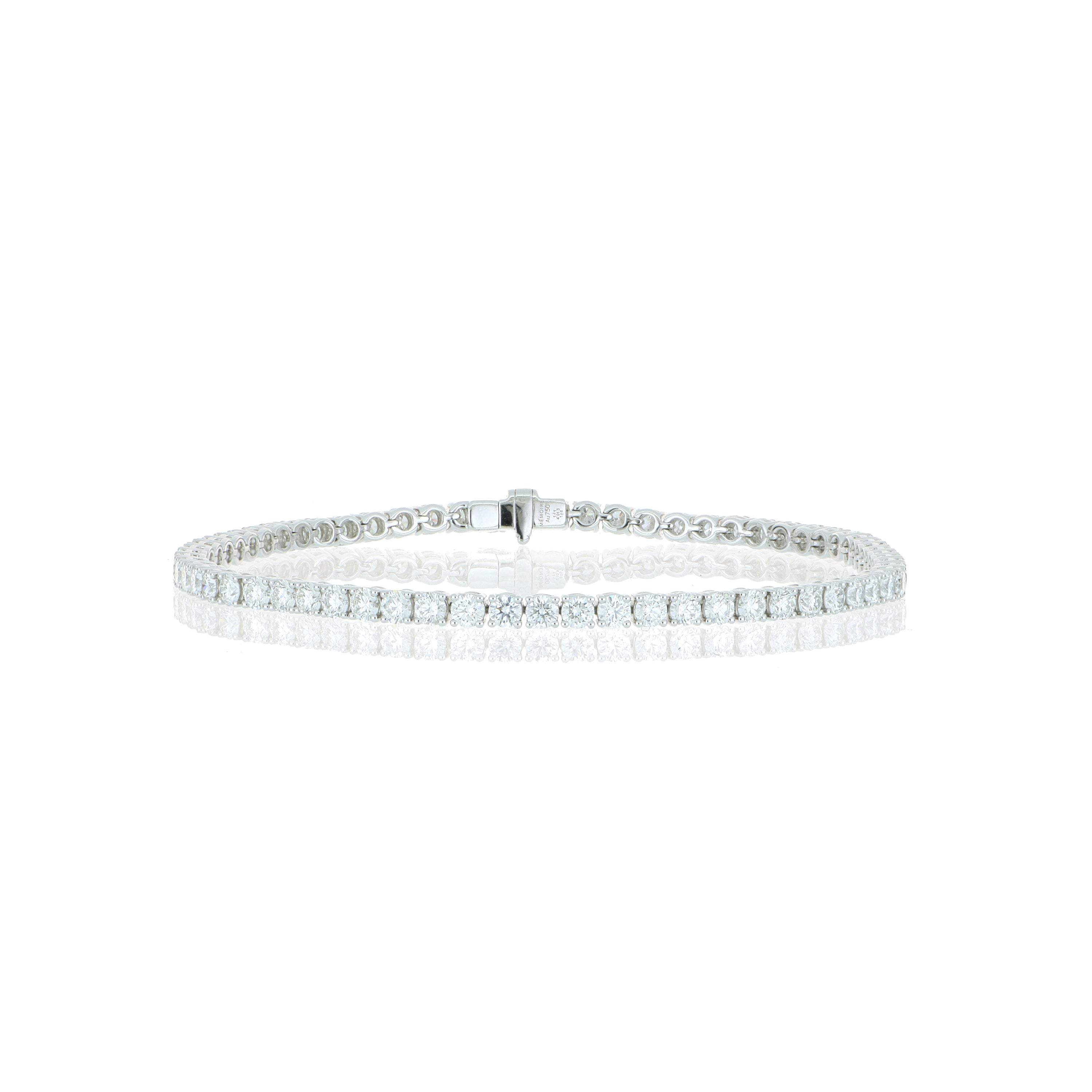 18k White Gold 4 Prong Diamond Tennis Bracelet - Charles Koll Jewelers