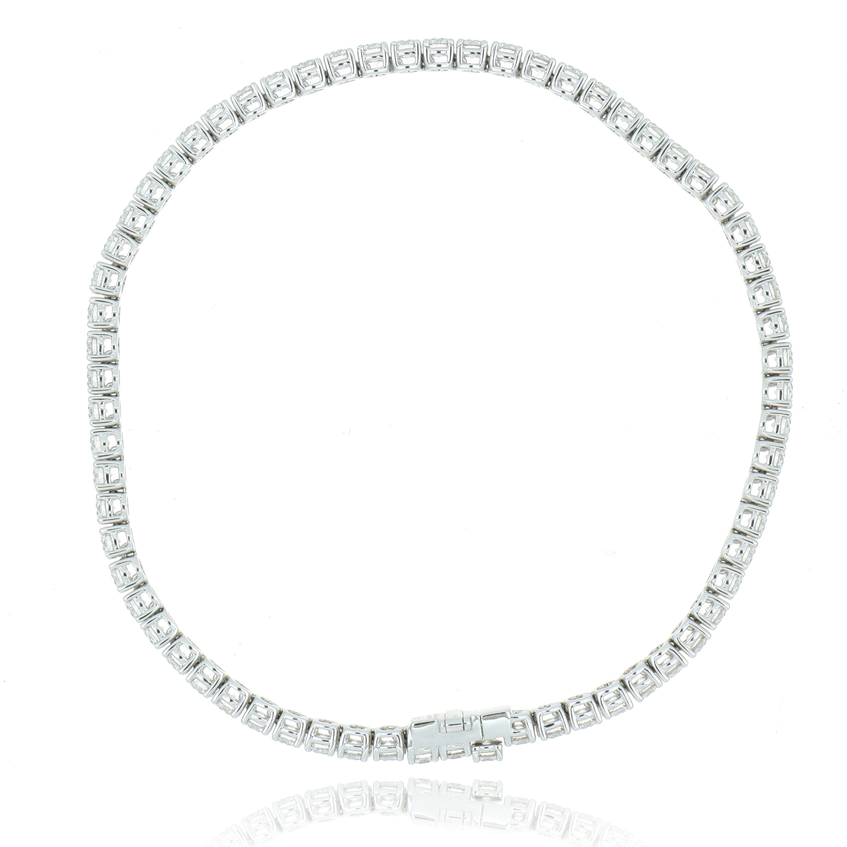 18k White Gold 4 Prong Diamond Tennis Bracelet - Charles Koll Jewelers