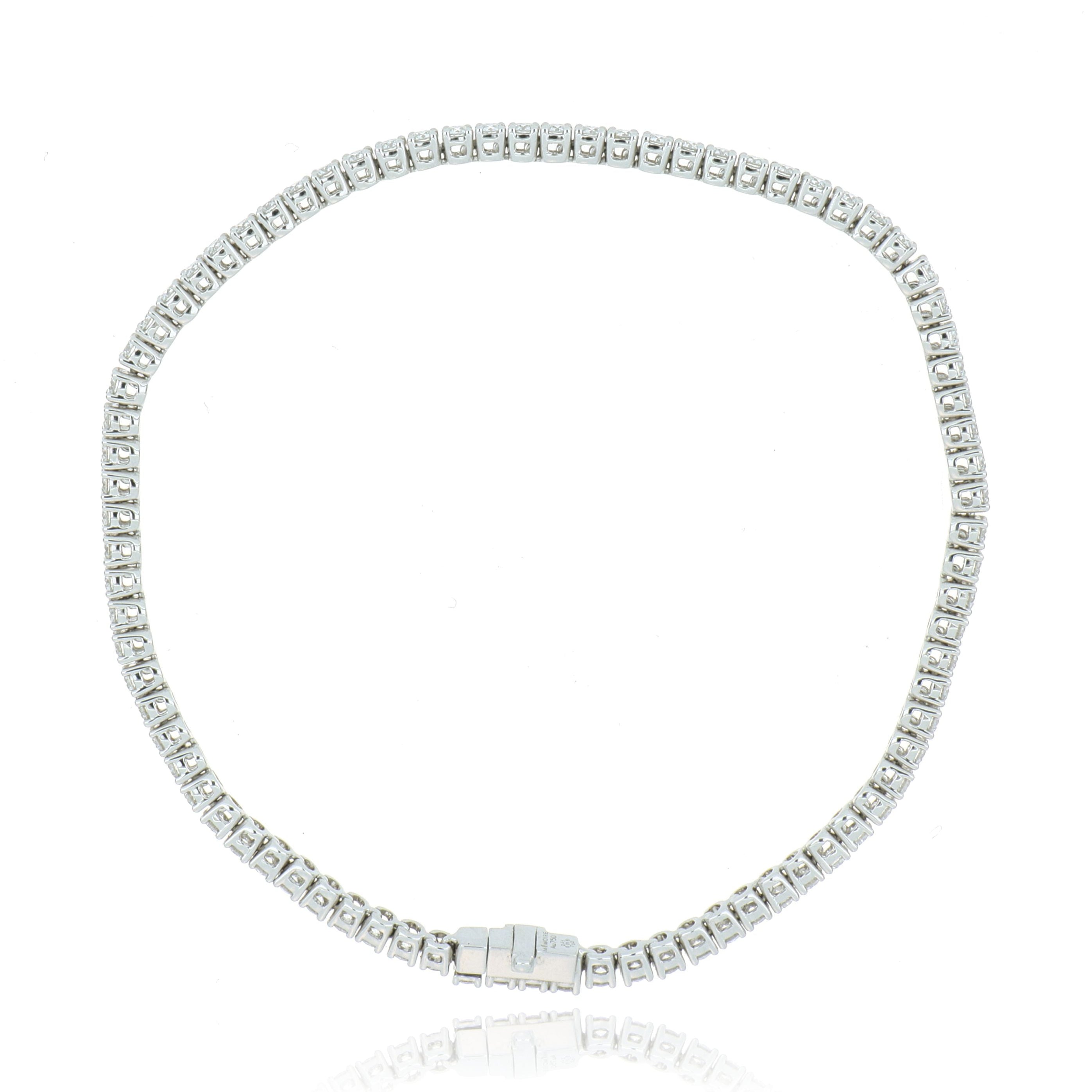 18k White Gold 4 Prong Diamond Tennis Bracelet - Charles Koll Jewelers