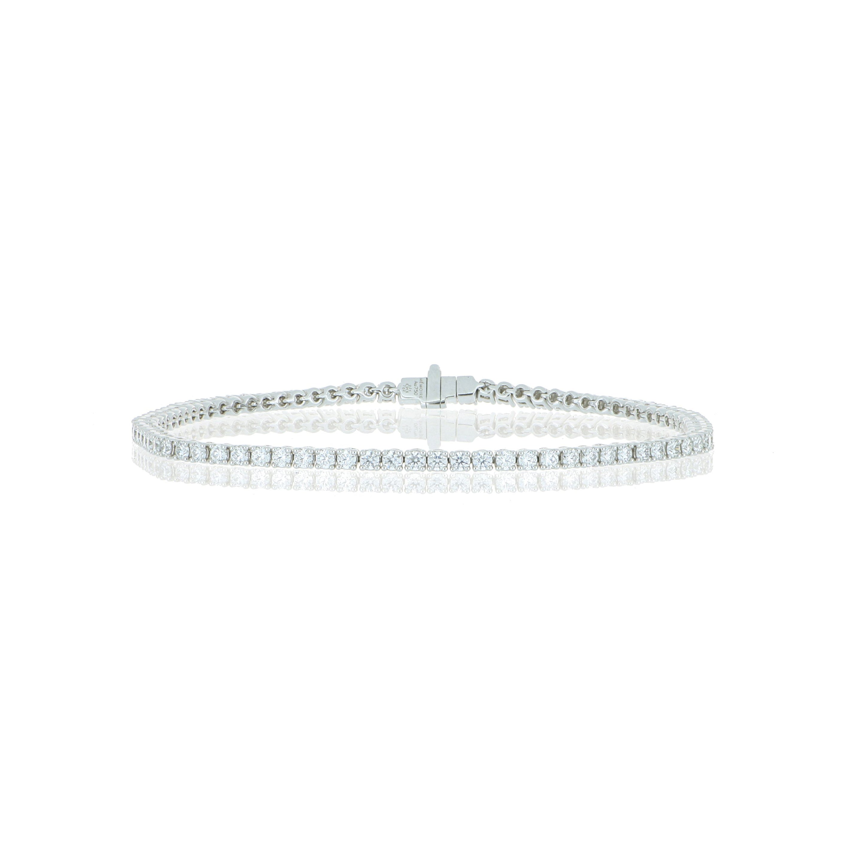 18k White Gold 4 Prong Diamond Tennis Bracelet - Charles Koll Jewelers