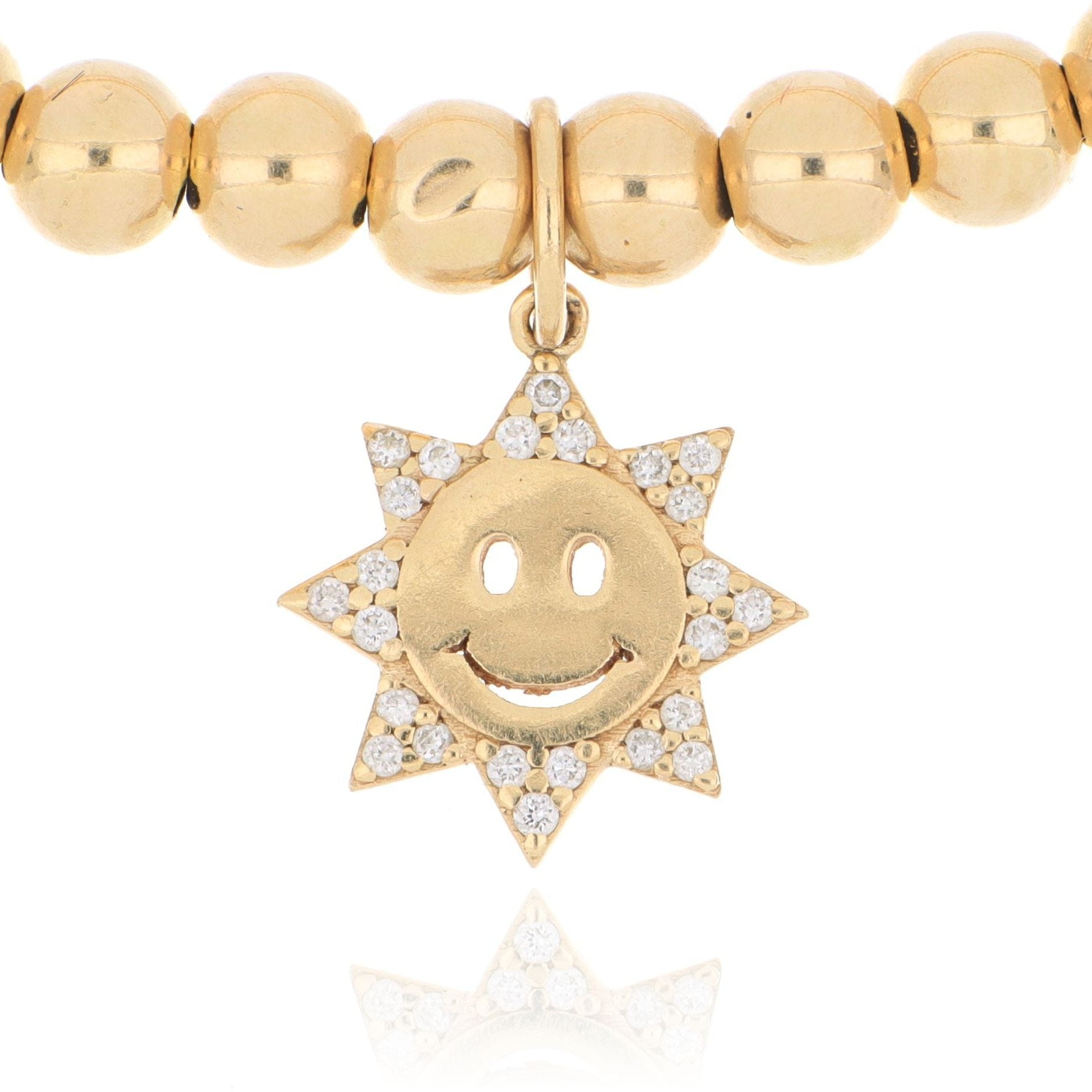 14k Yellow Gold Diamond Accented Sun Bracelet - Charles Koll Jewelers