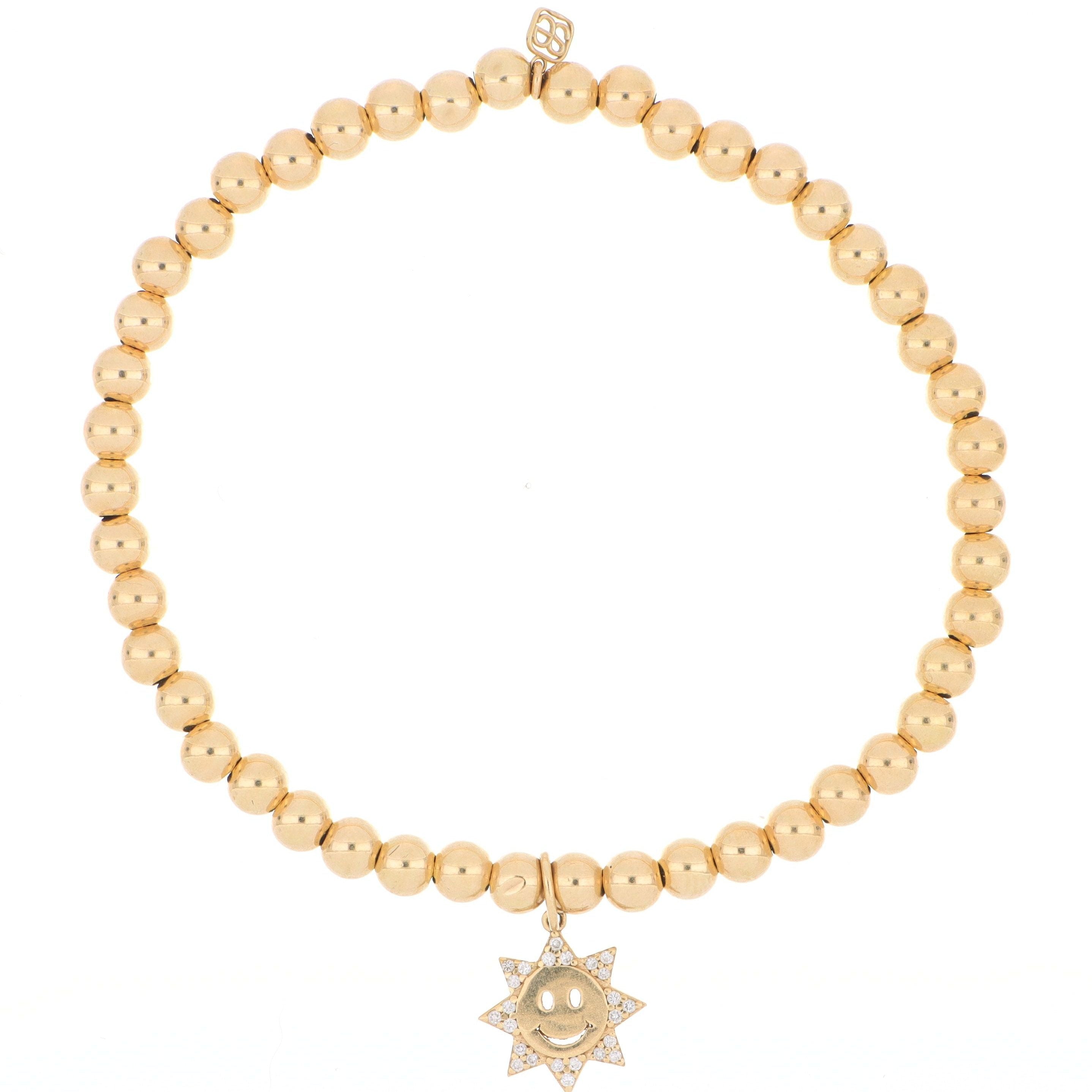 14k Yellow Gold Diamond Accented Sun Bracelet - Charles Koll Jewelers