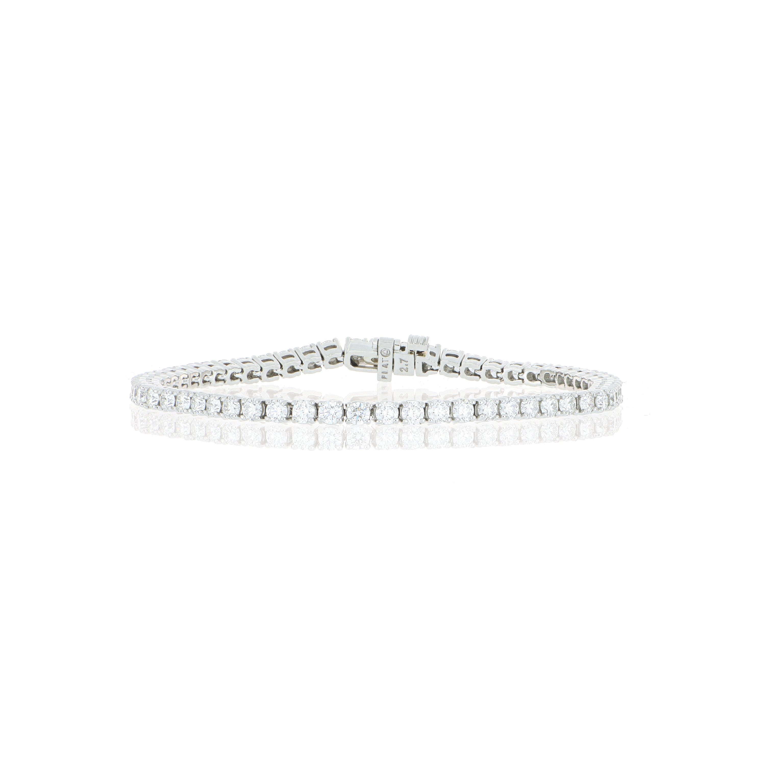 Platinum Classic 4 Prong Tennis Bracelet - Charles Koll Jewelers