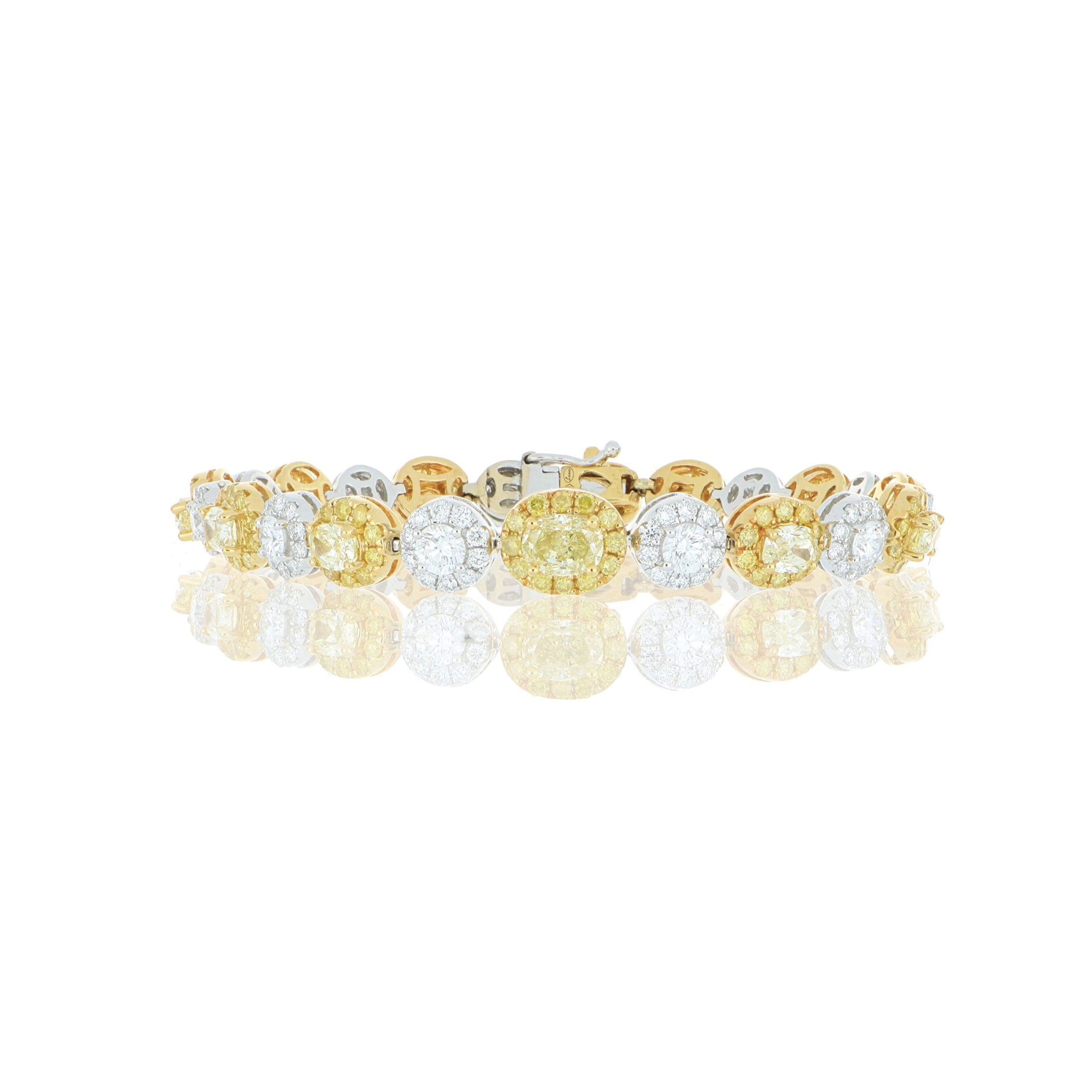 18k White and Yellow Fancy Colored Diamond Bracelet - Charles Koll Jewelers