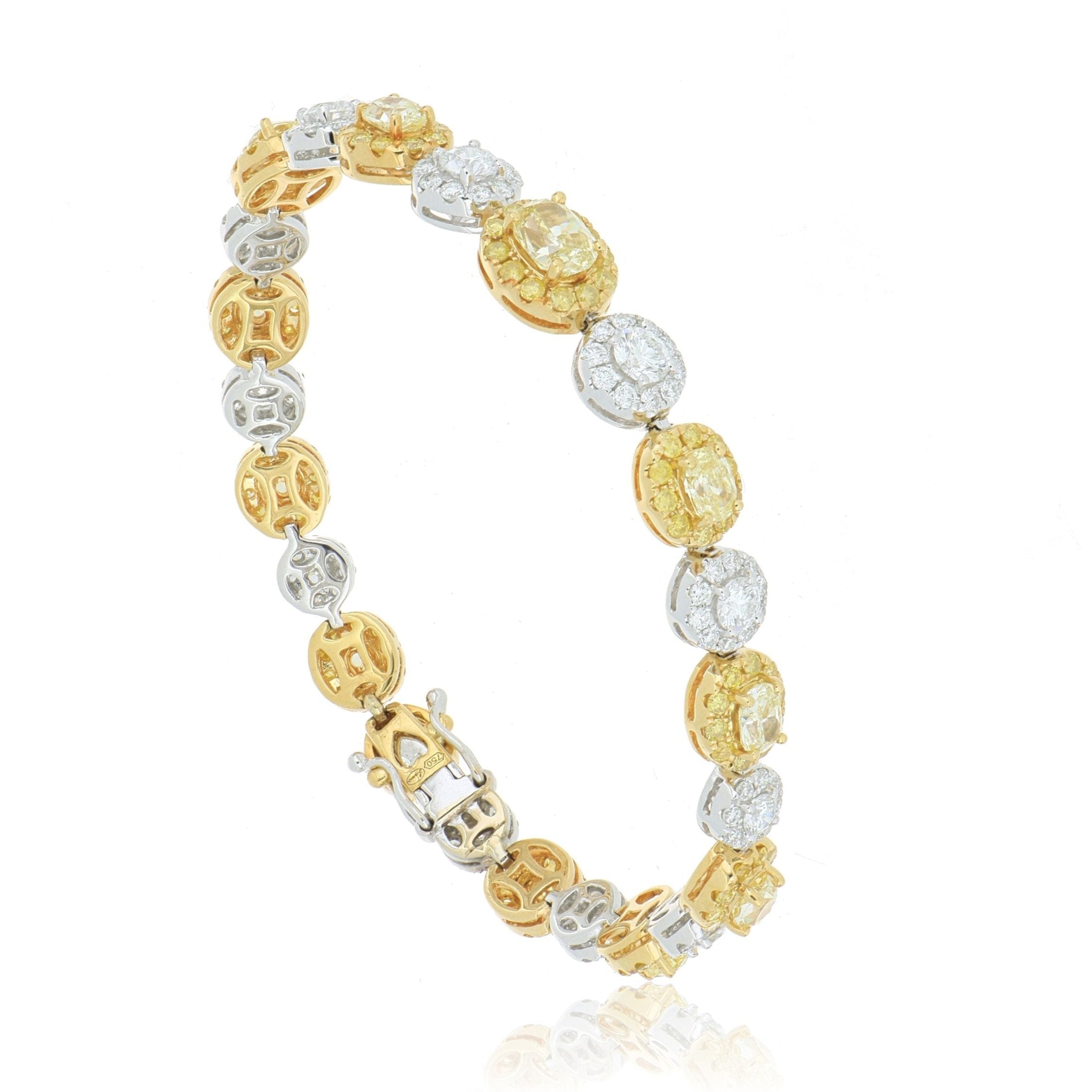 18k White and Yellow Fancy Colored Diamond Bracelet - Charles Koll Jewelers