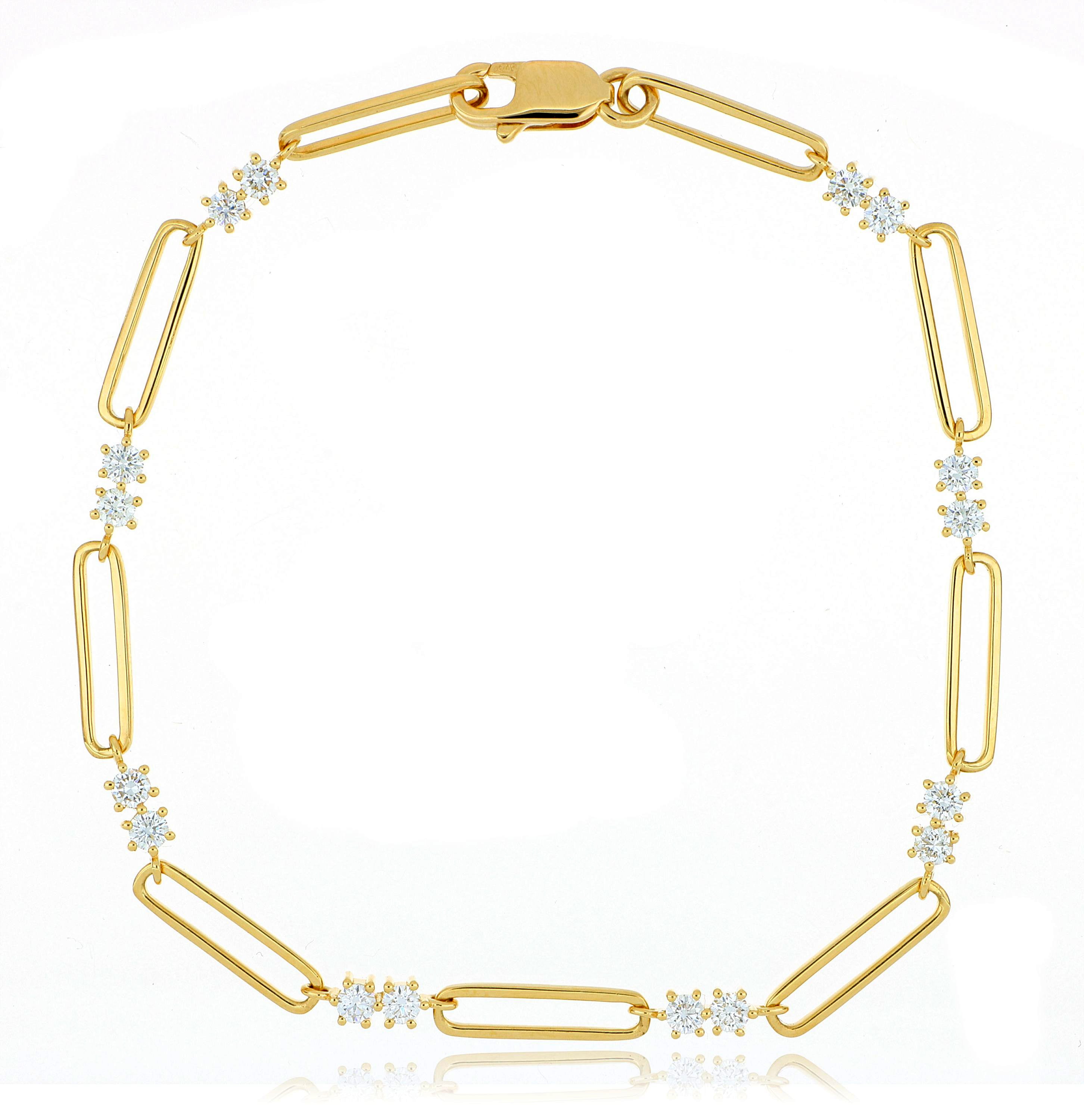 18k Yellow Gold Diamond Paperclip Bracelet