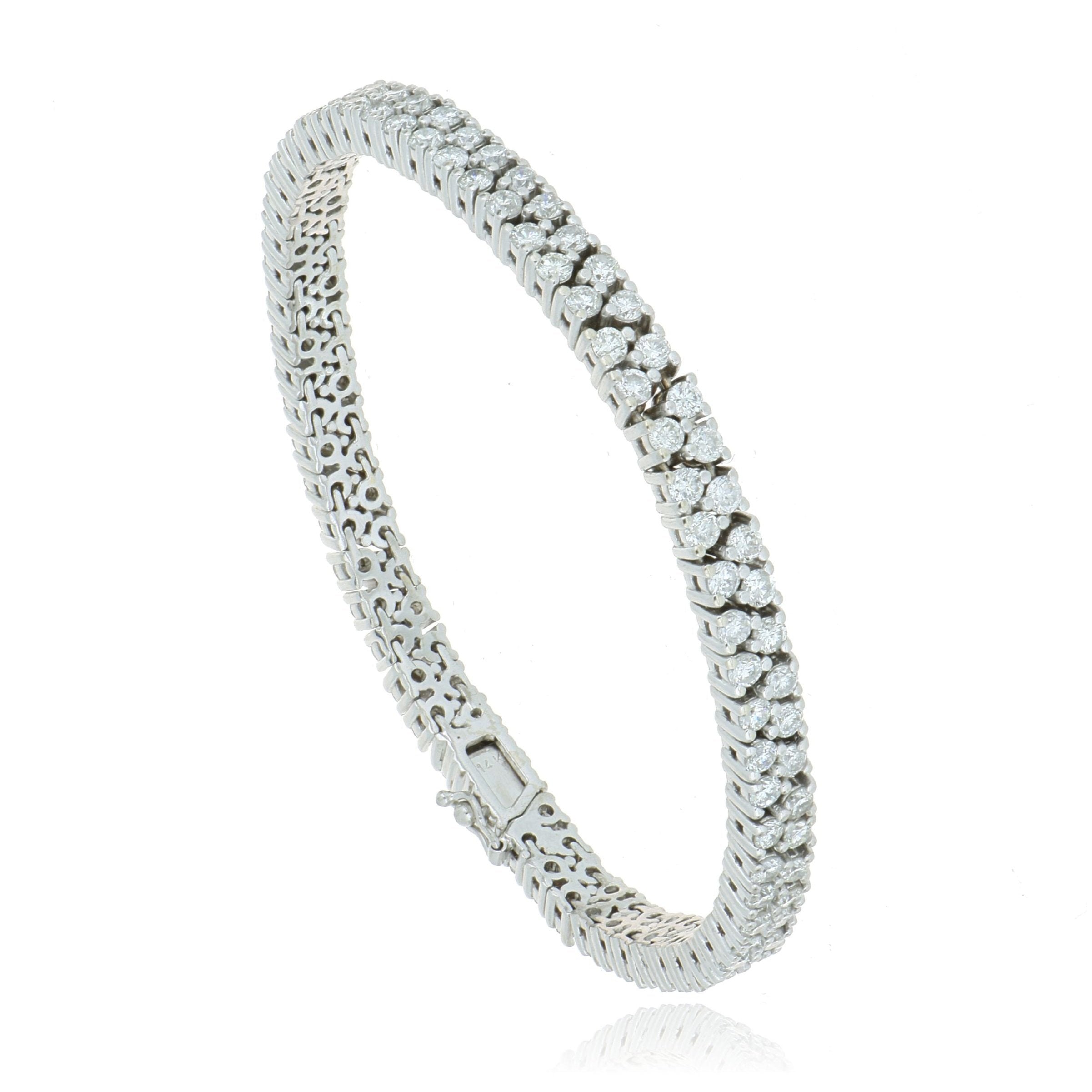 14k White Gold Double Row Diamond Bracelet