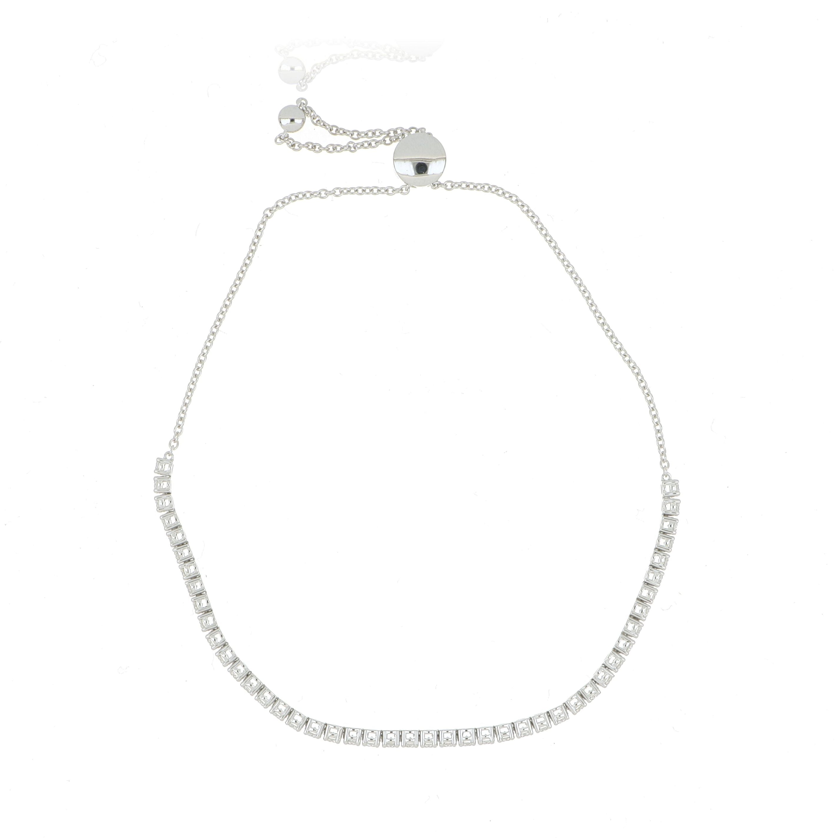 18k White Gold Half Line Diamond Bolo Bracelet