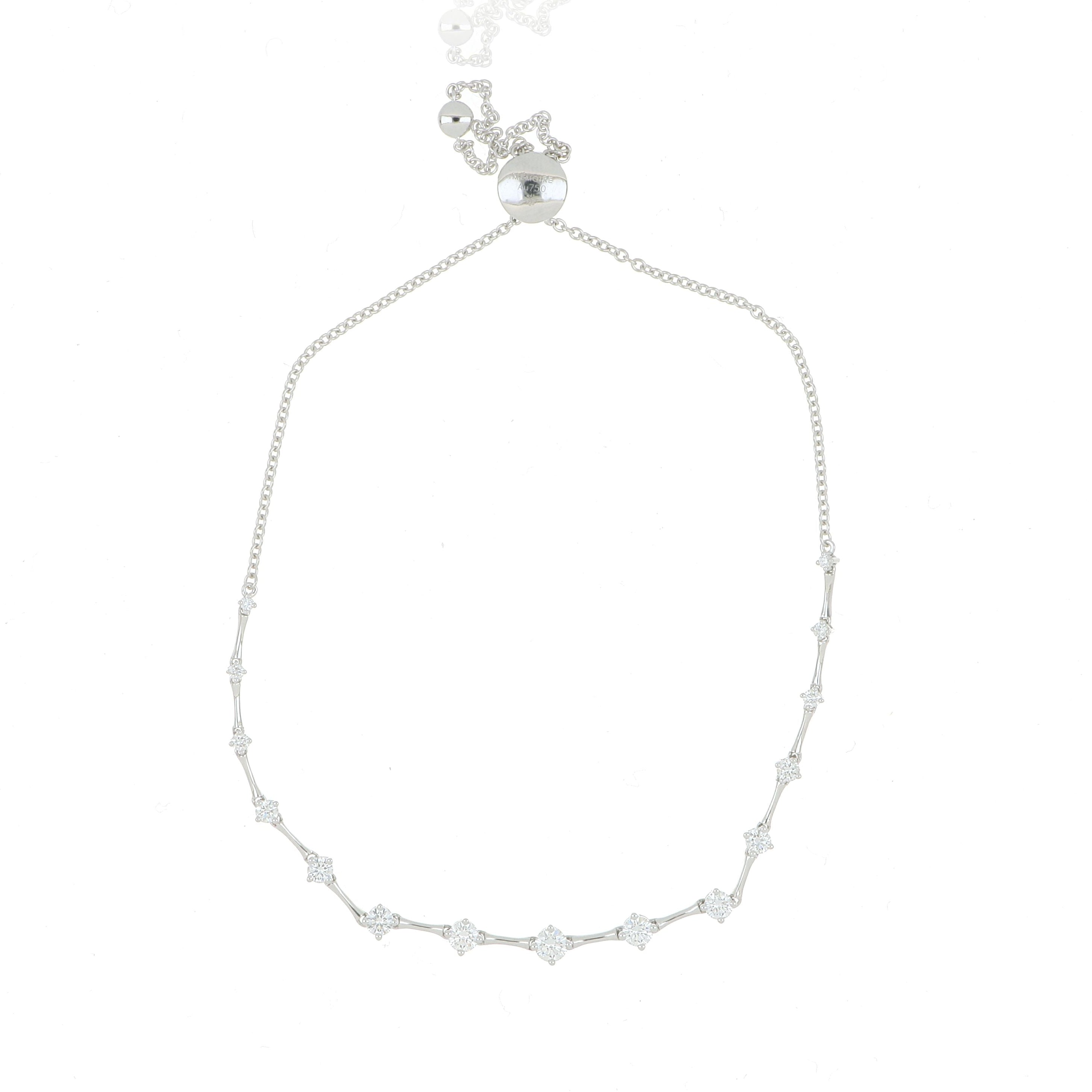 18k White Gold Diamond Bolo Bracelet