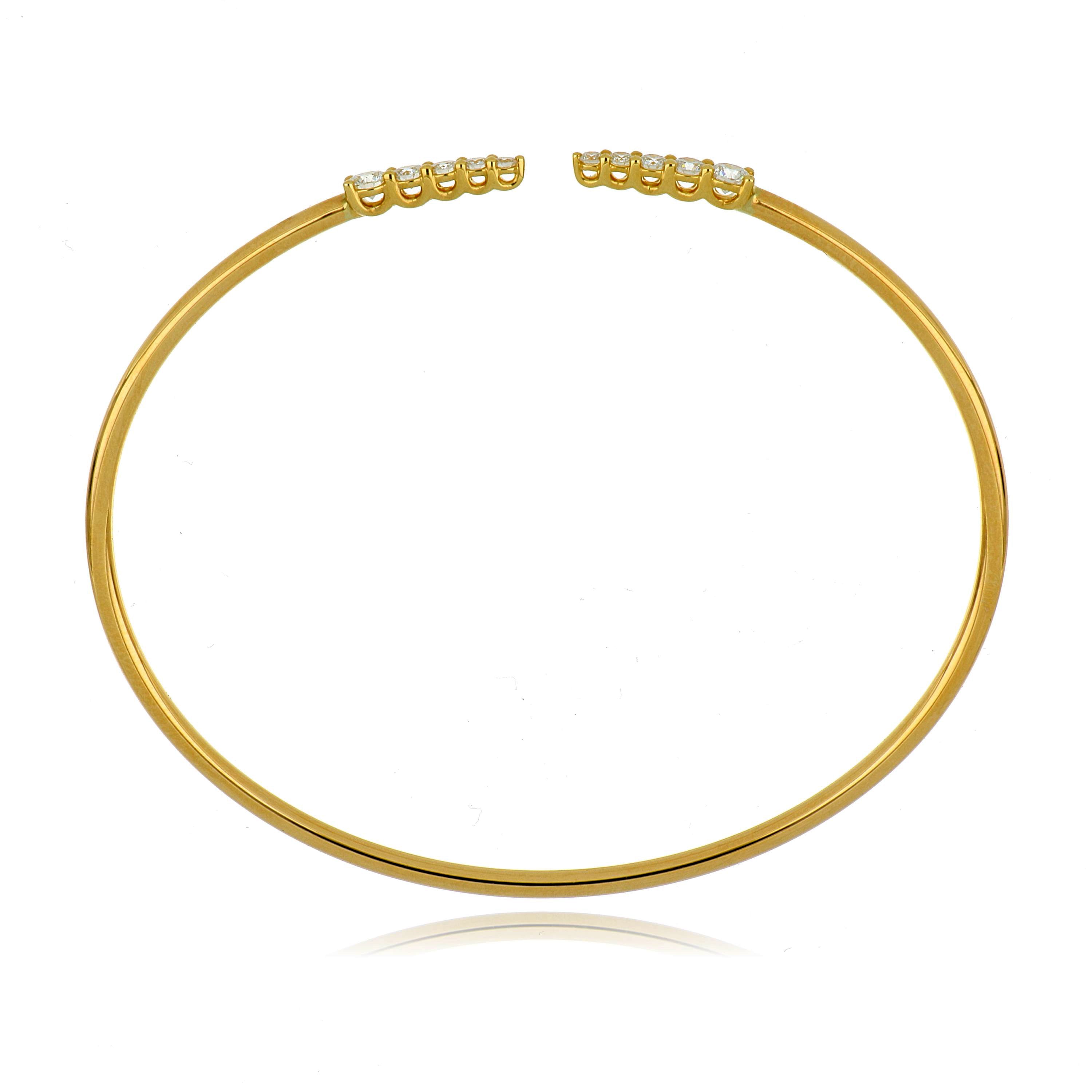 18k Yellow Gold Diamond Accented Identity Bangle Bracelet