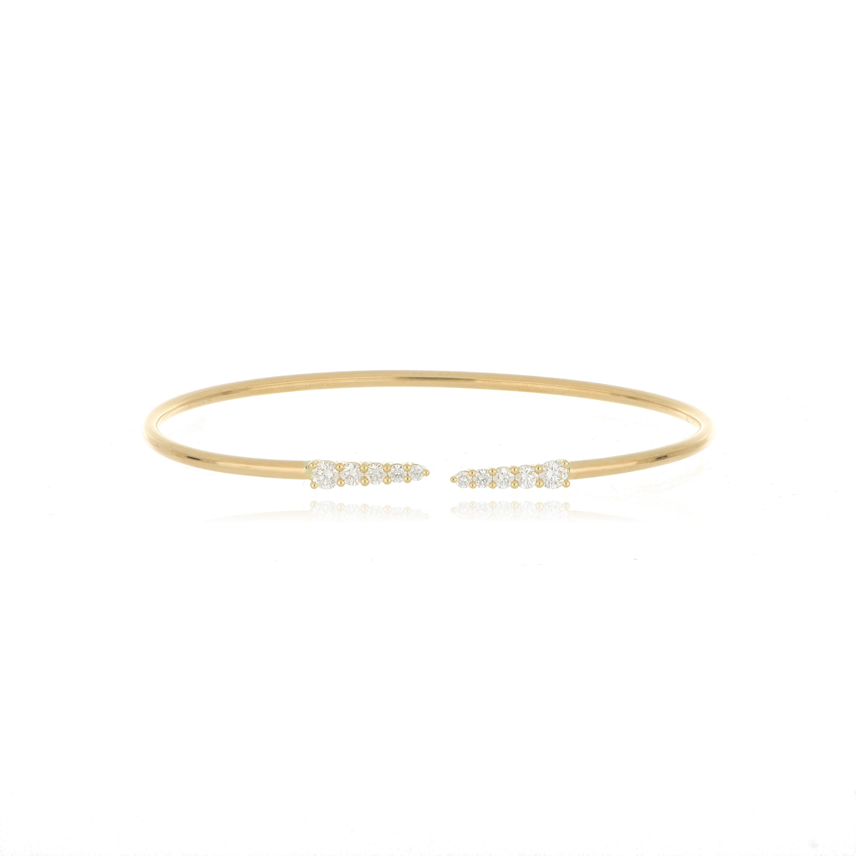 18k Yellow Gold Diamond Identity Bangle Bracelet
