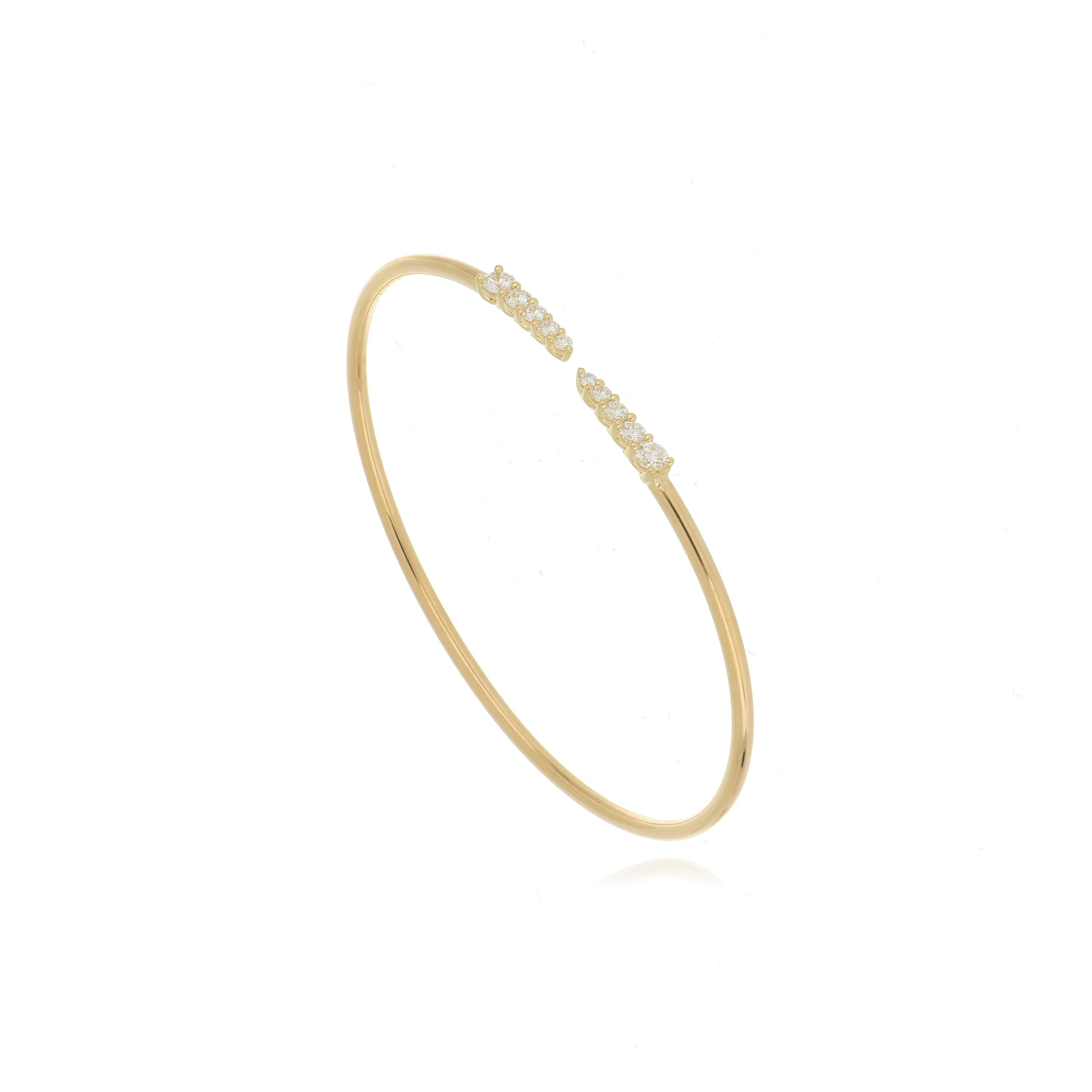 18k Yellow Gold Diamond Identity Bangle Bracelet