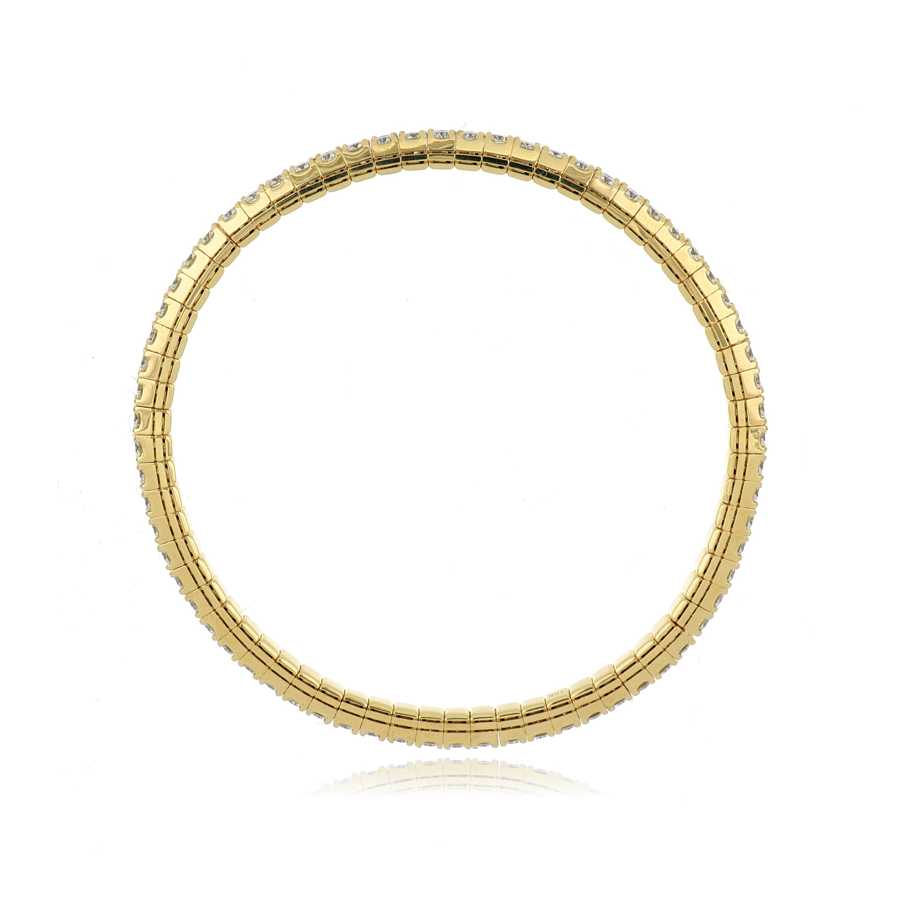 18k Yellow Gold Diamond Stretch Bangle