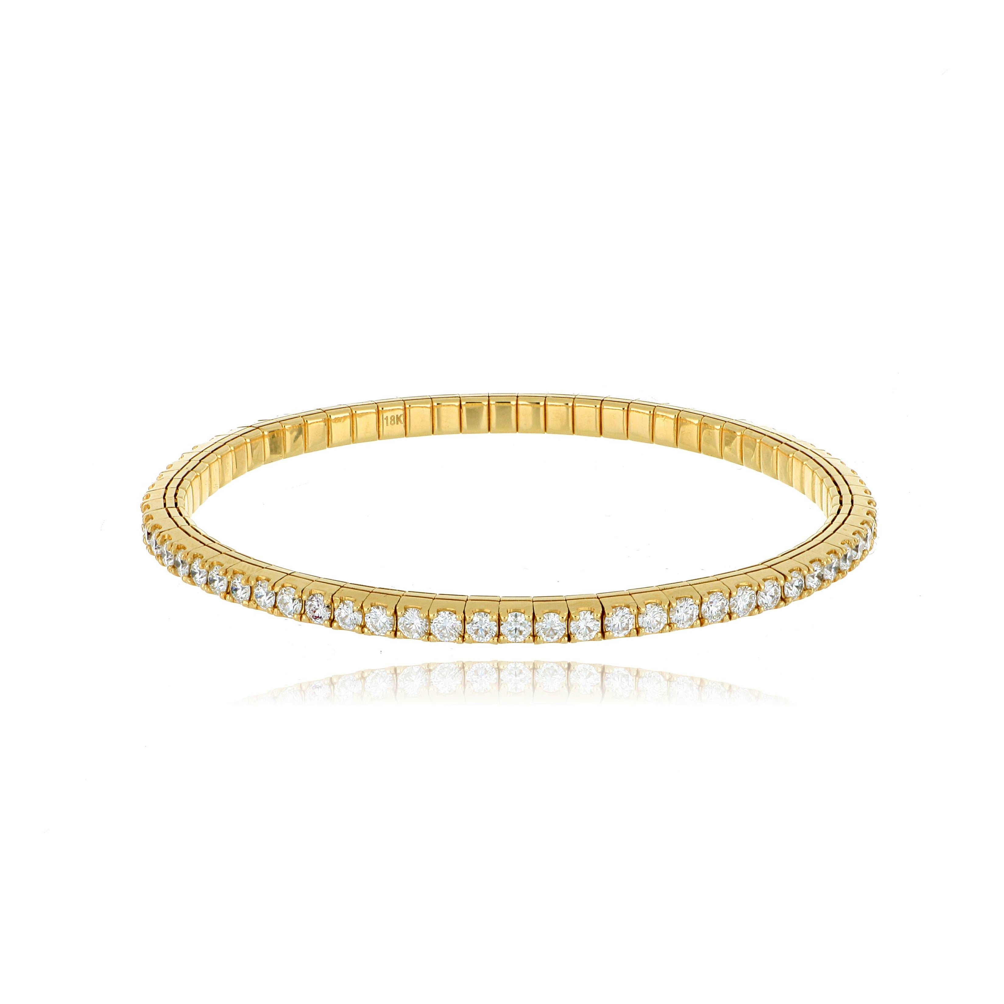 18k Yellow Gold Diamond Stretch Bangle