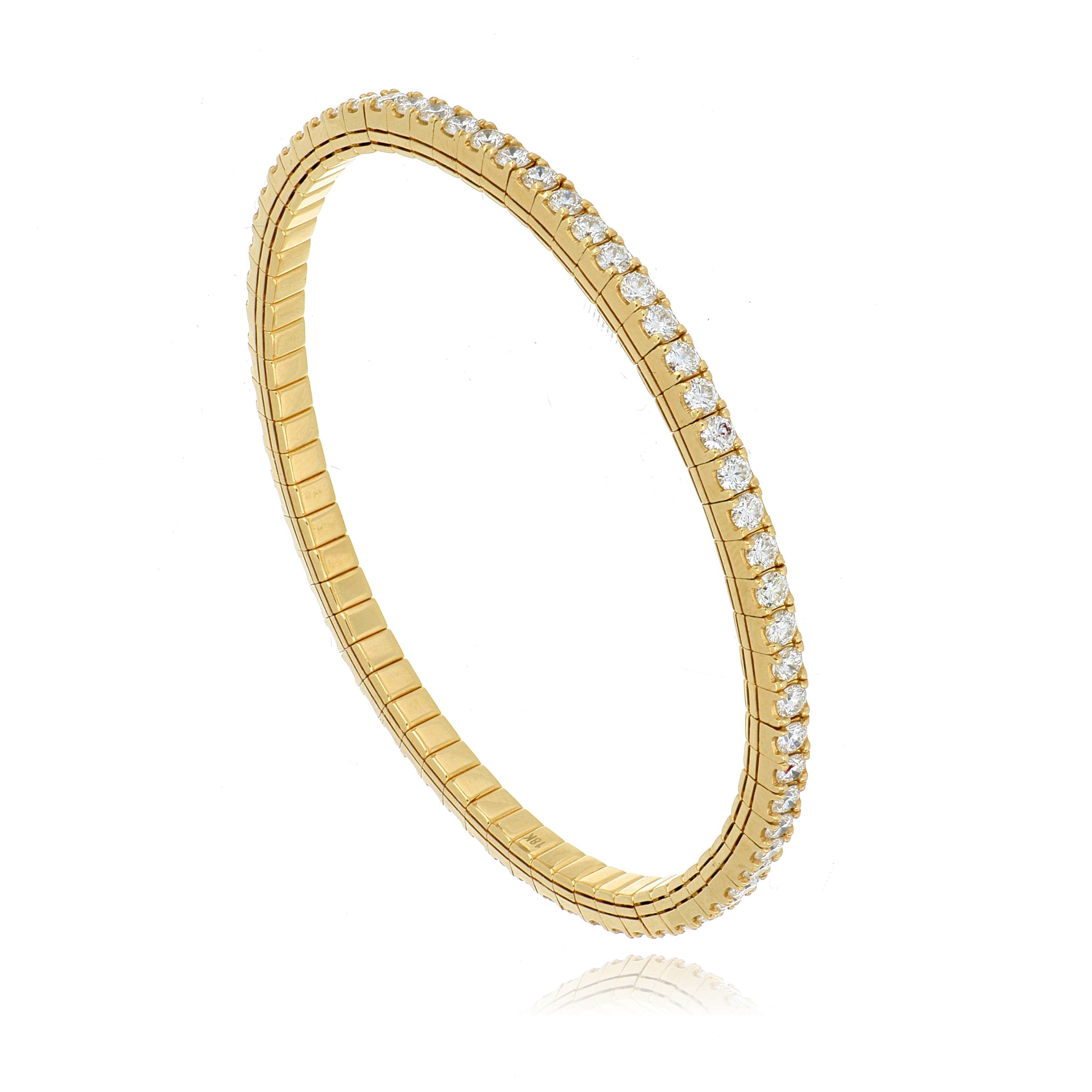 18k Yellow Gold Diamond Stretch Bangle