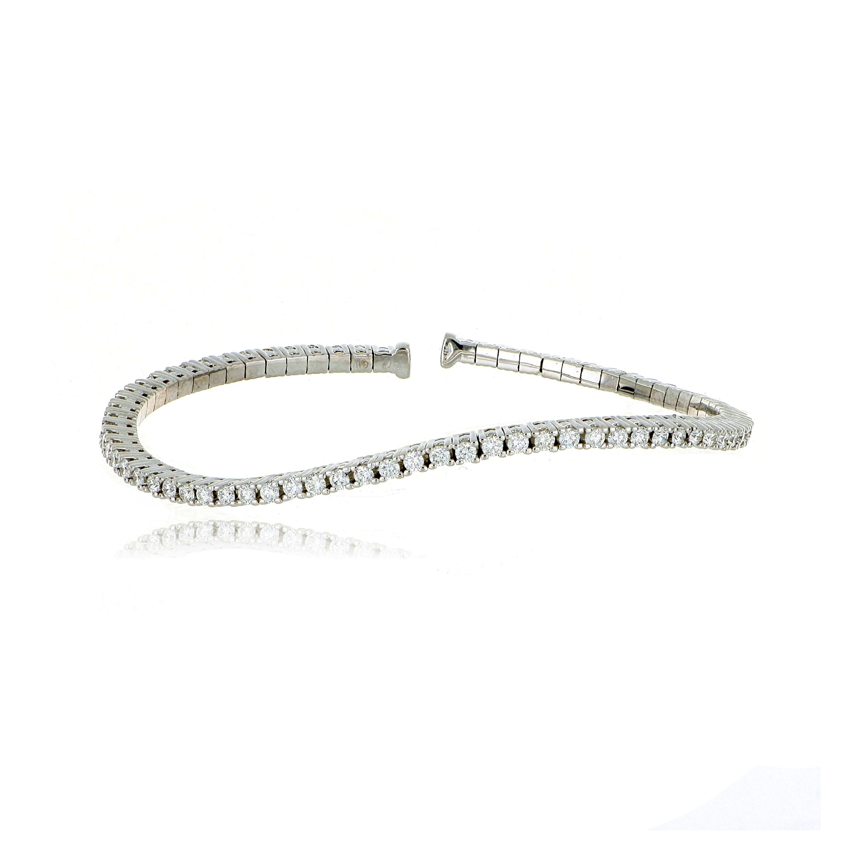18k Gold Diamond Wave Tennis Bangle - Charles Koll Jewelers