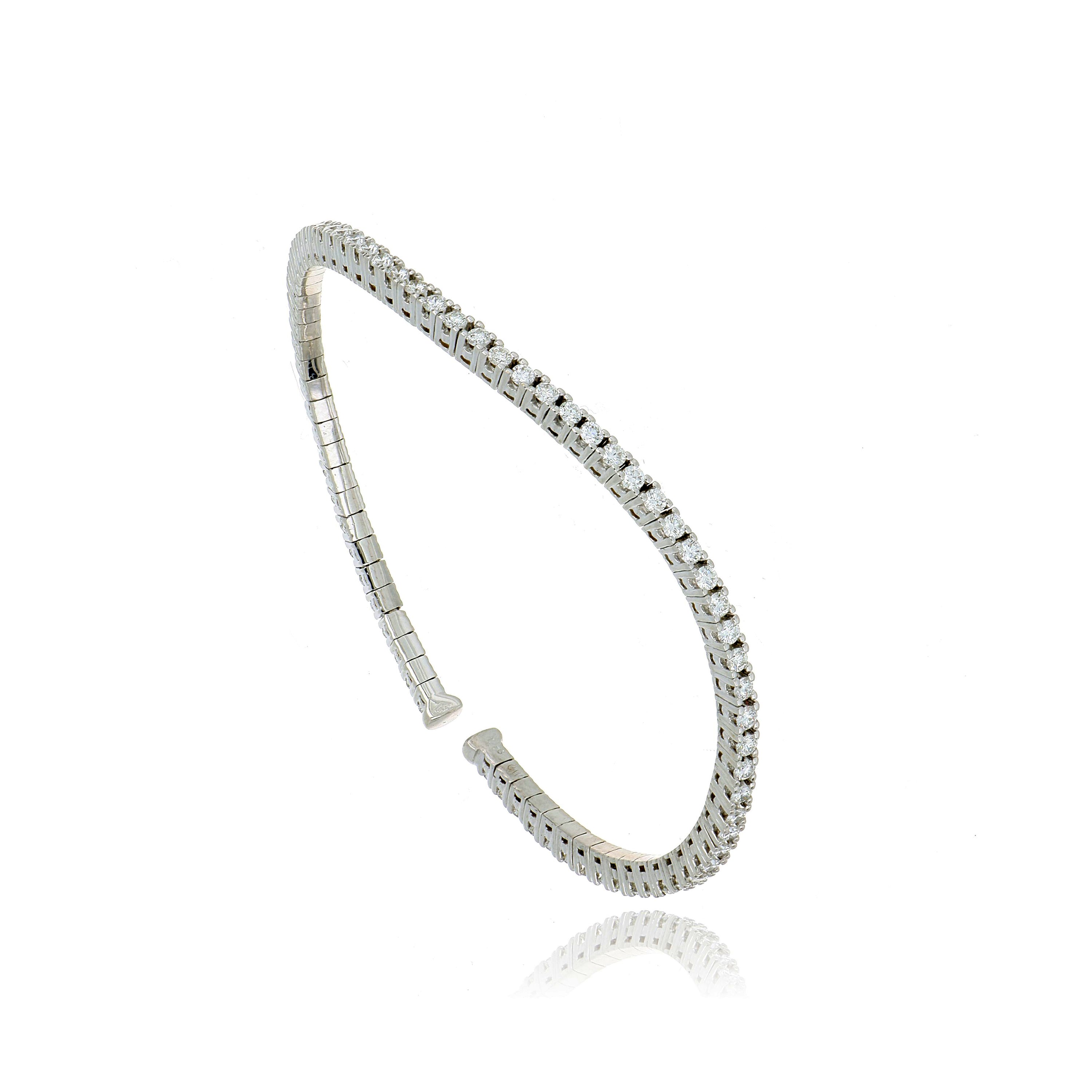 18k Gold Diamond Wave Tennis Bangle