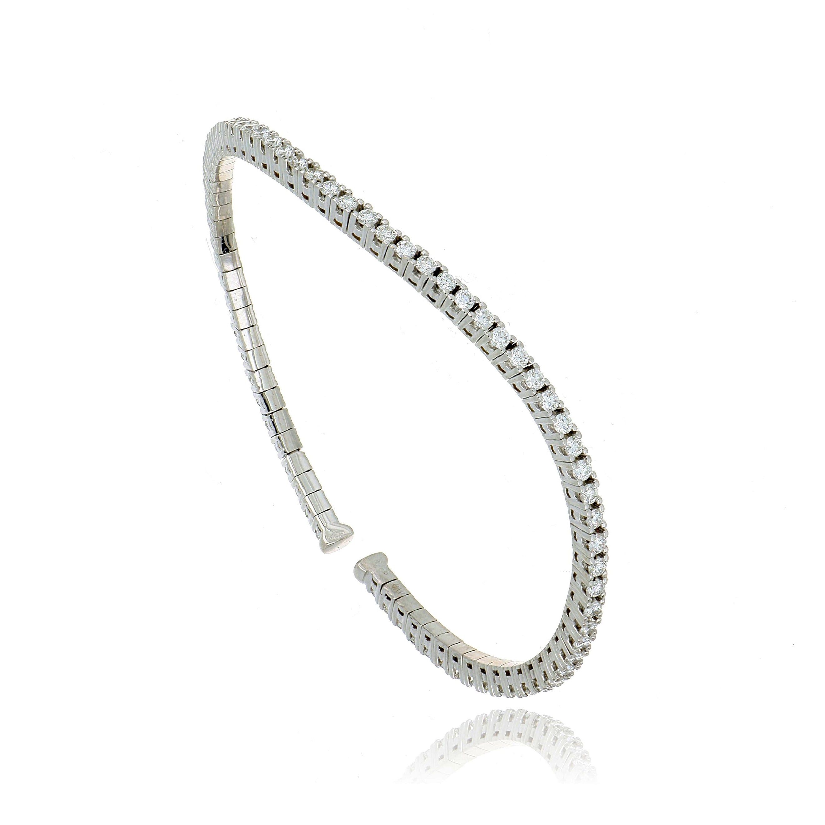 18k Gold Diamond Wave Tennis Bangle - Charles Koll Jewelers