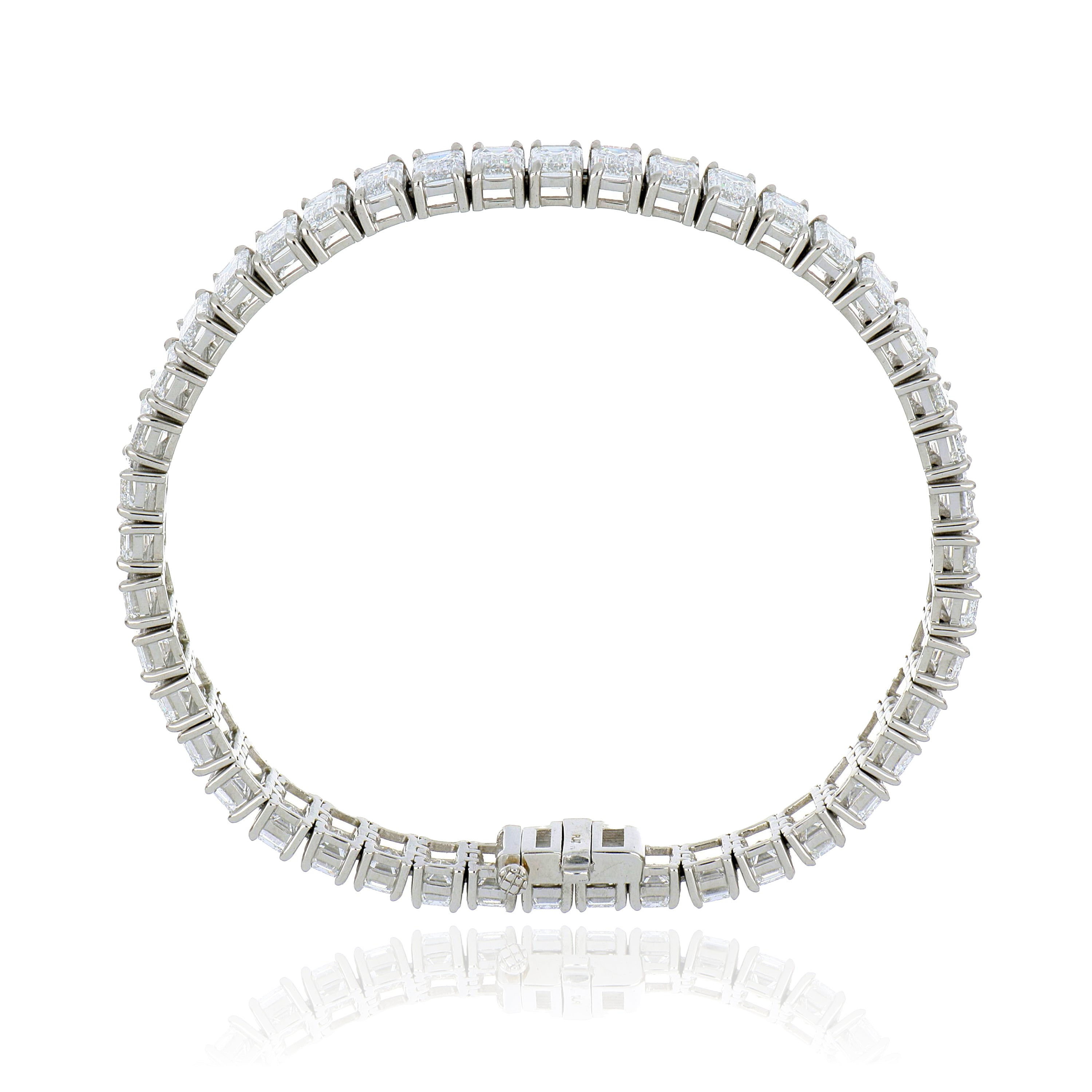 Platinum Emerald Cut Diamond Tennis Bracelet