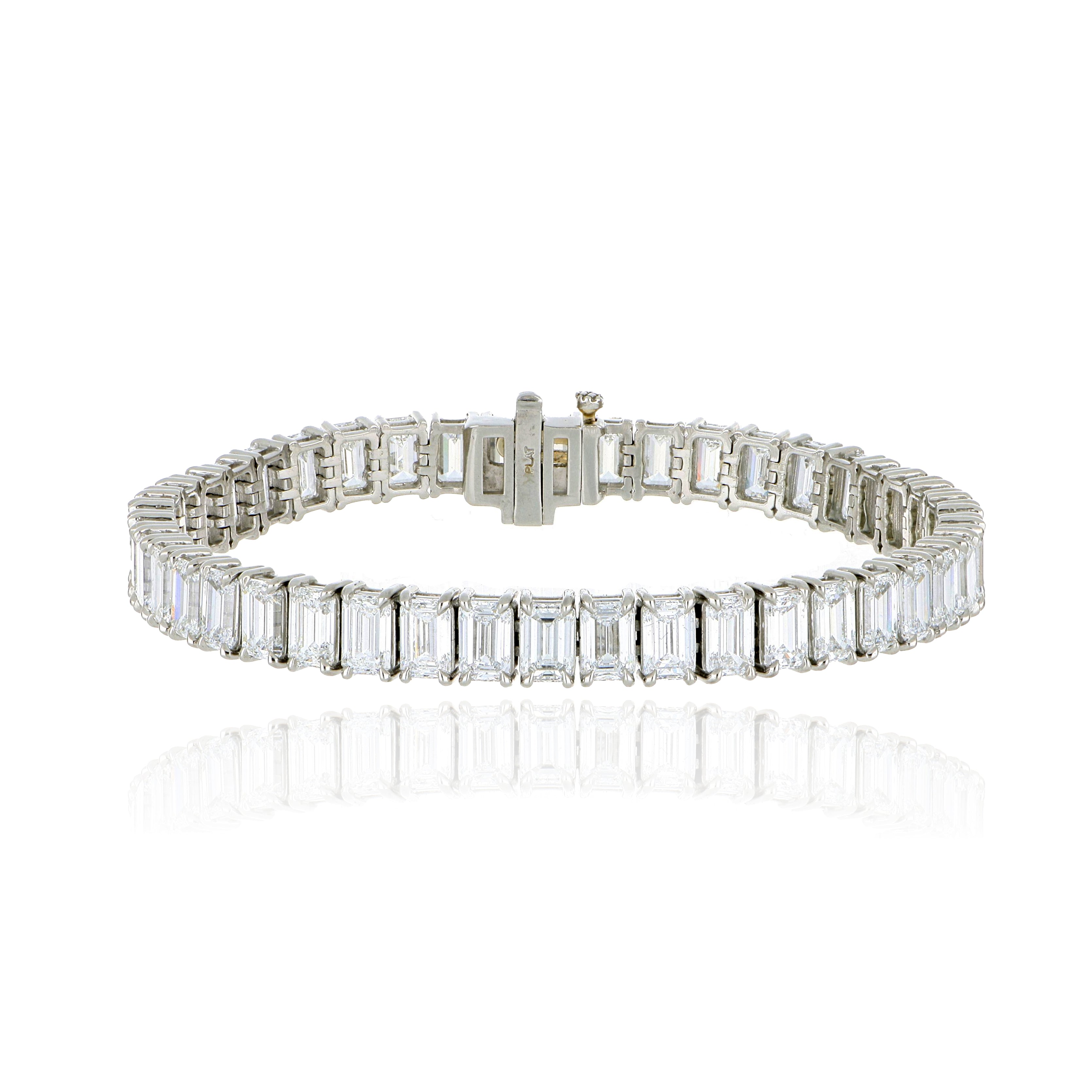 Platinum Emerald Cut Diamond Tennis Bracelet