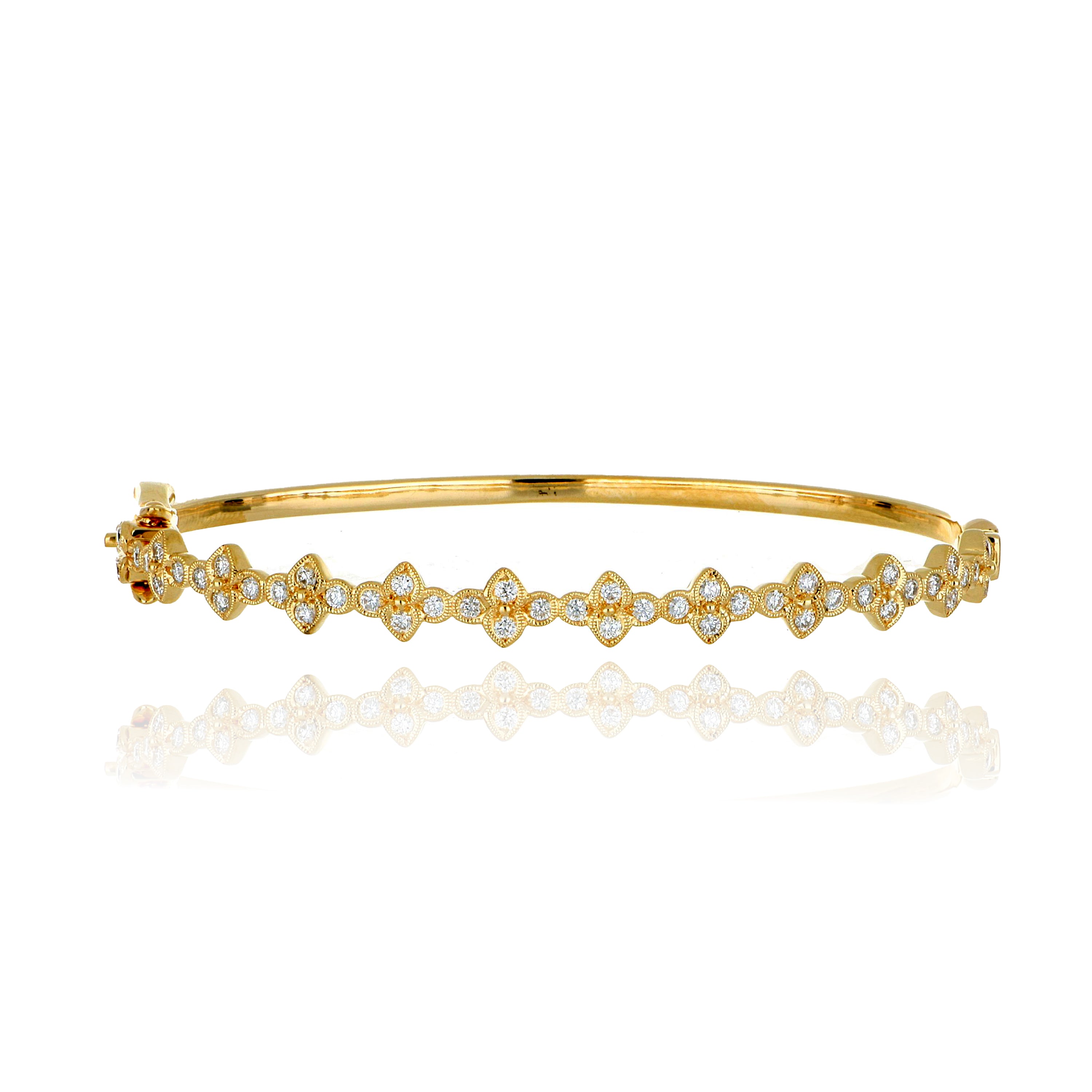 14k Yellow Gold Diamond Bangle Bracelet - Charles Koll Jewelers