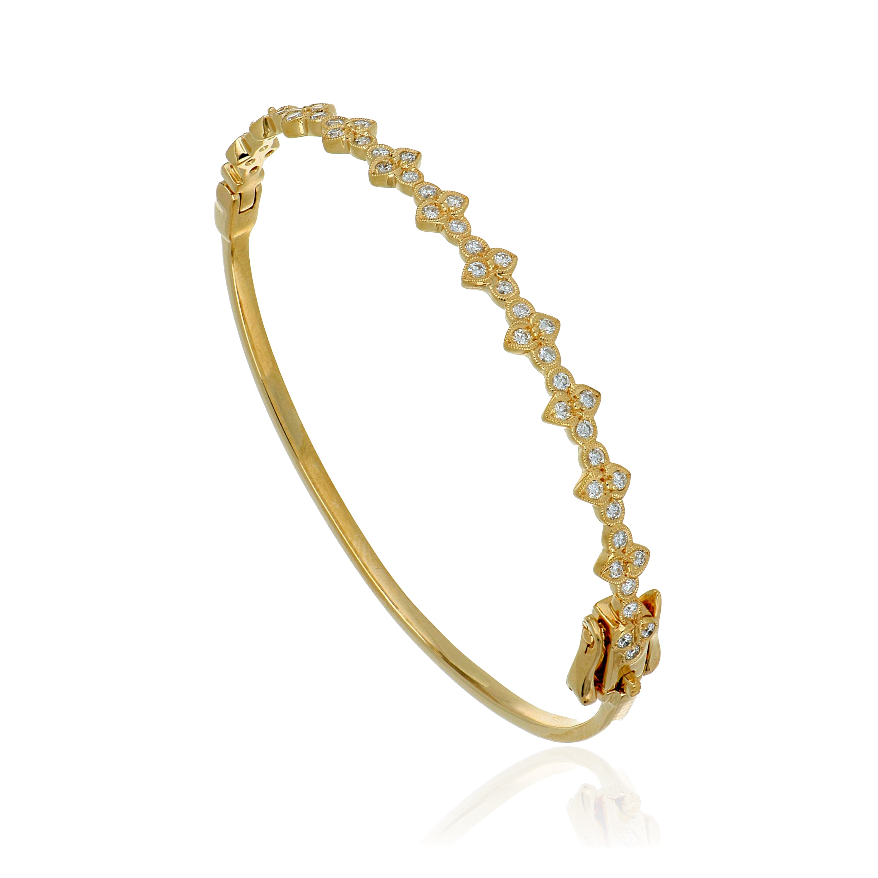 14k Yellow Gold Diamond Bangle Bracelet - Charles Koll Jewelers