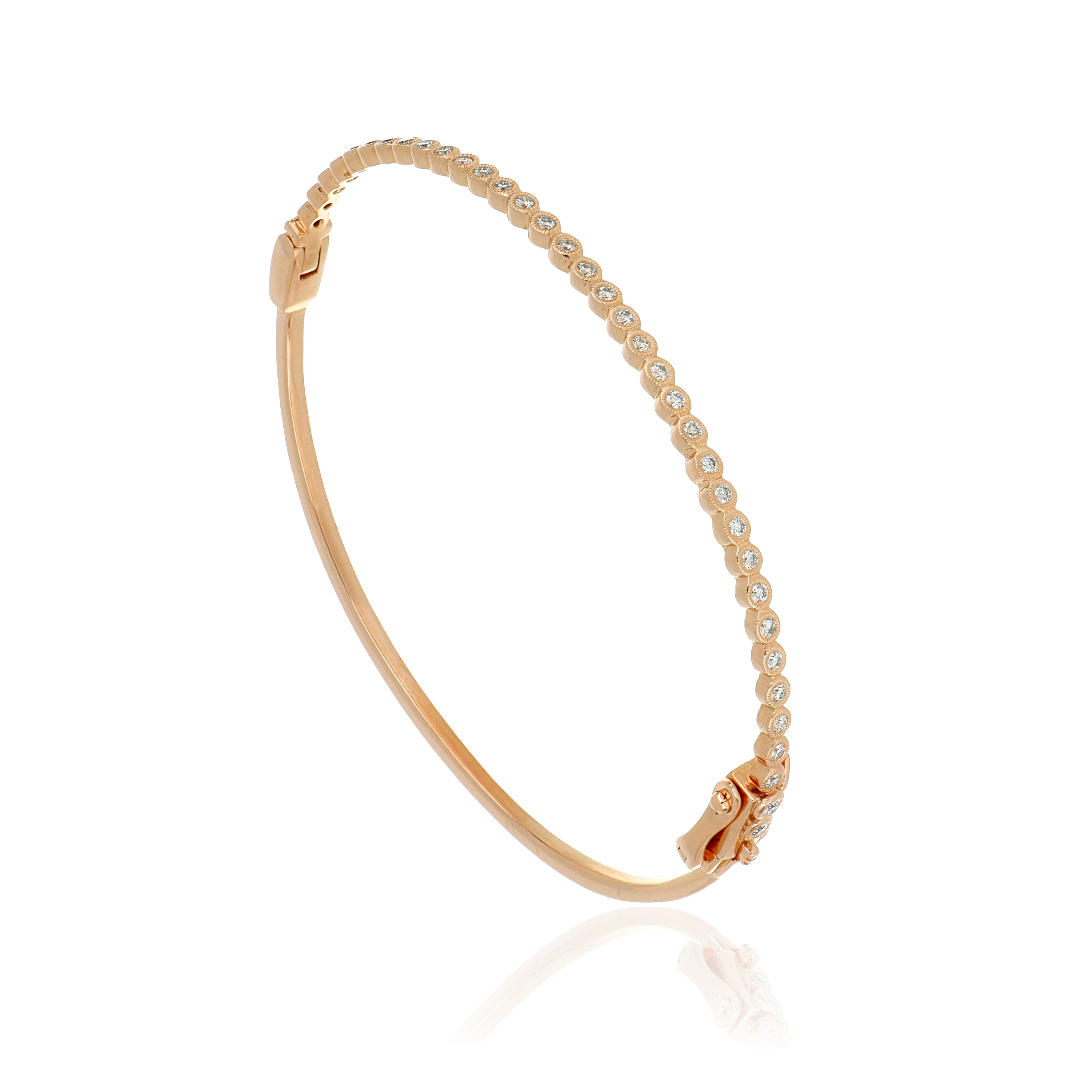 14k Rose Gold Diamond Bangle - Charles Koll Jewelers