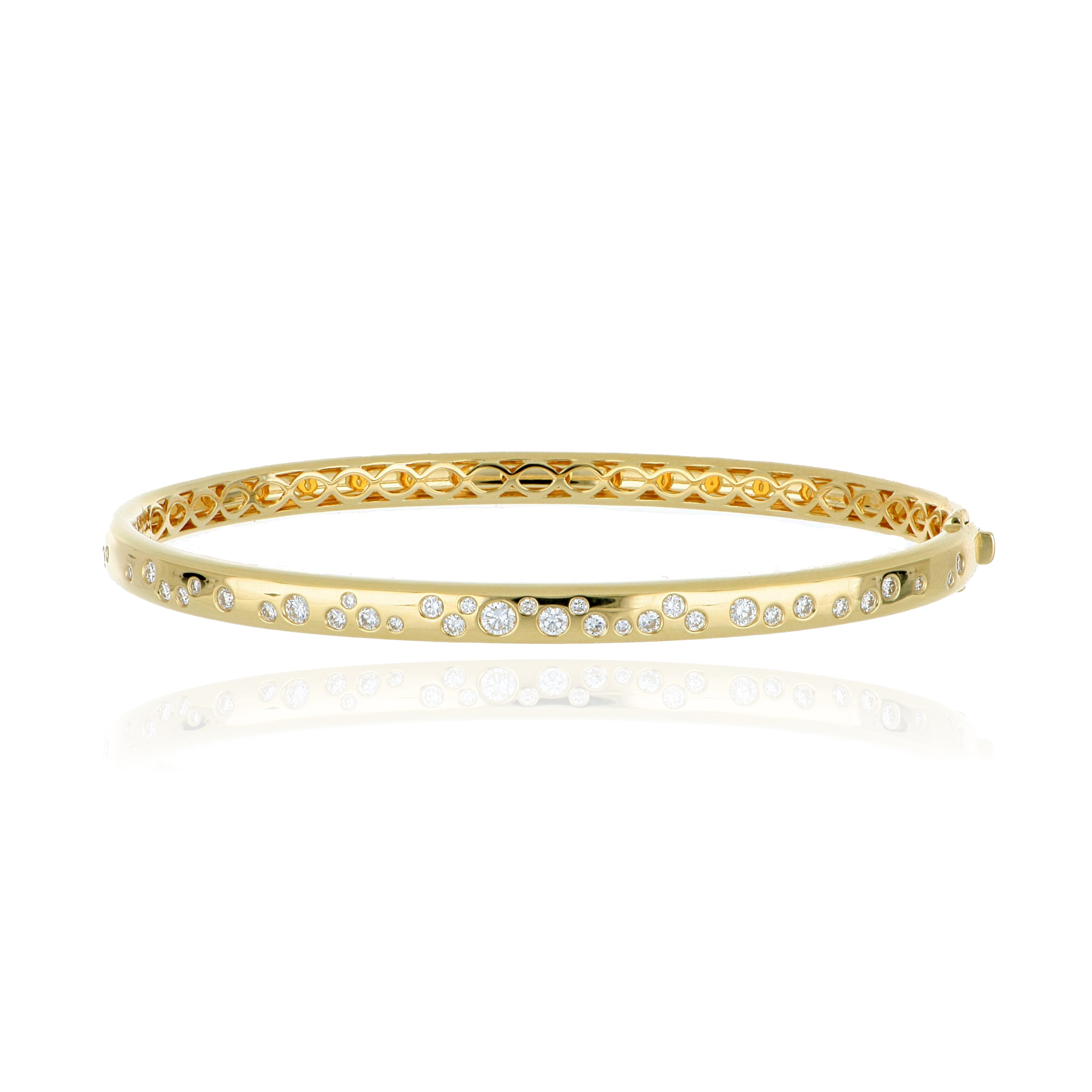 18k Yellow Gold Hinged Diamond Bangle