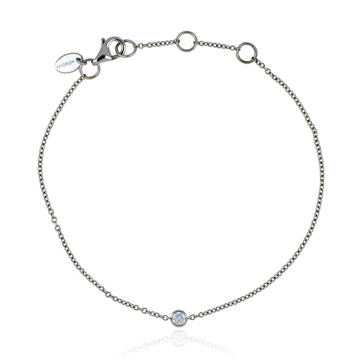 18k White Gold Bezel Set Solitaire Diamond Bracelet