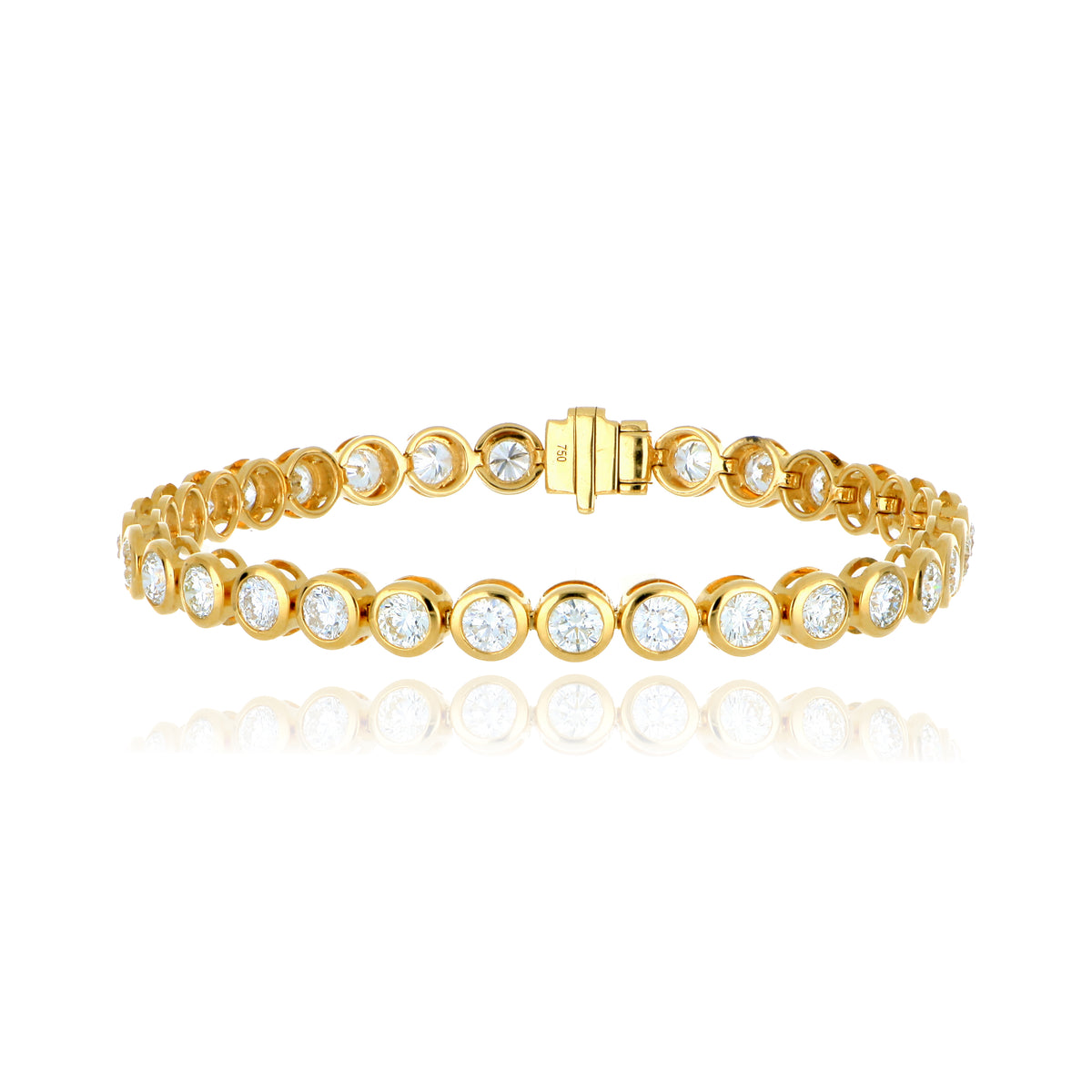 18k Yellow Gold Bezel Set Diamond Tennis Bracelet