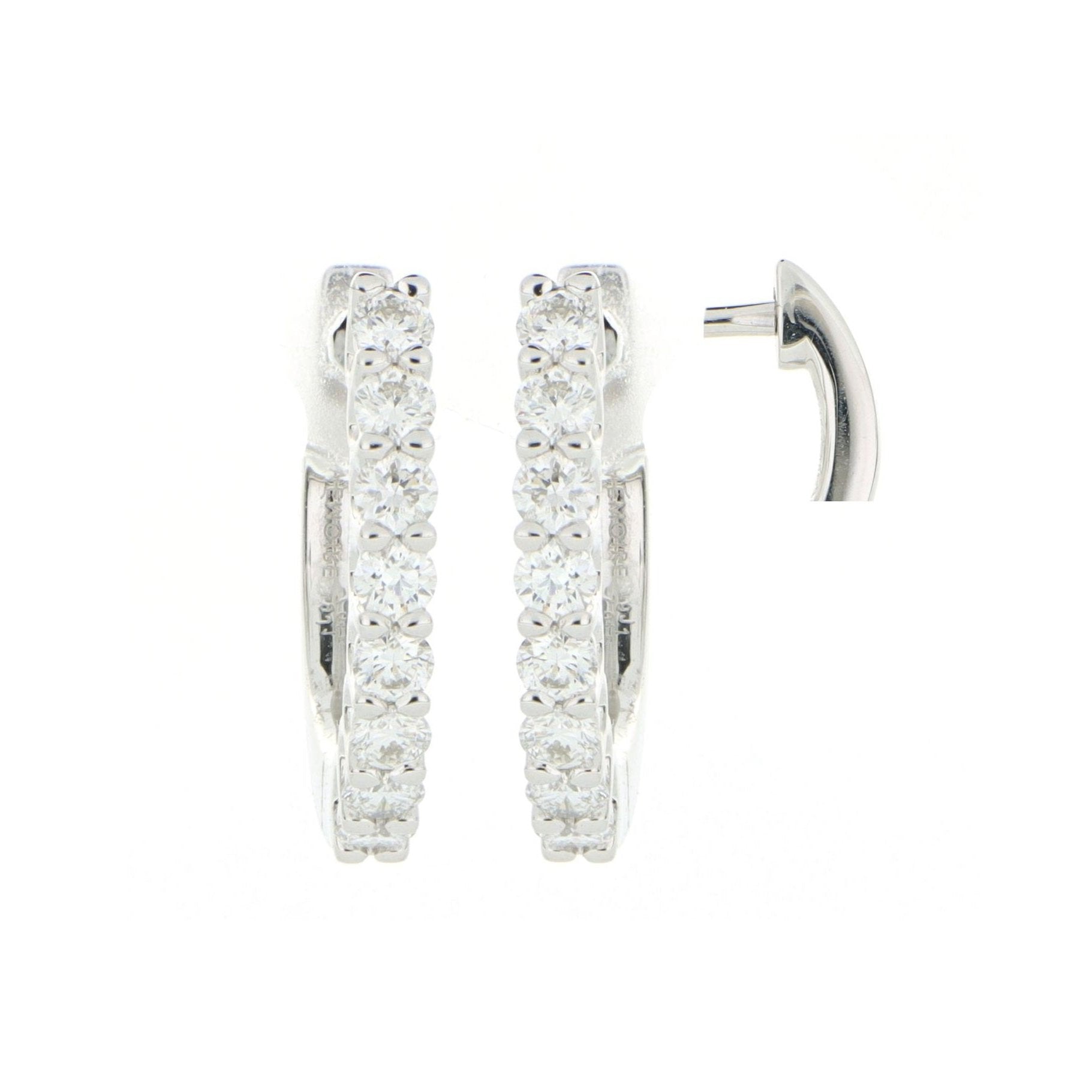 18k White Diamond Huggie Earrings - Charles Koll Jewelers