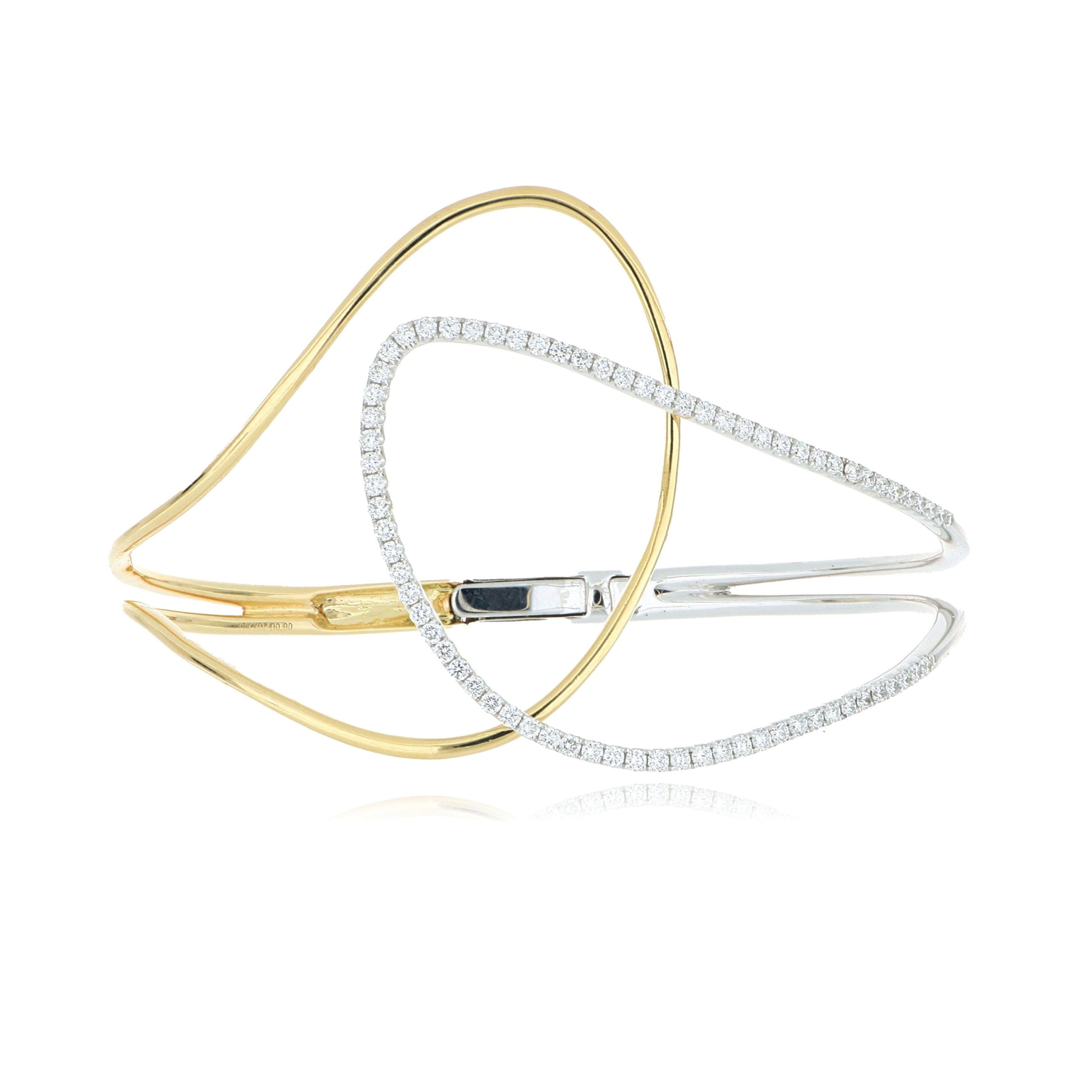 18k Two-Tone Diamond Hinged Bracelet - Charles Koll Jewelers