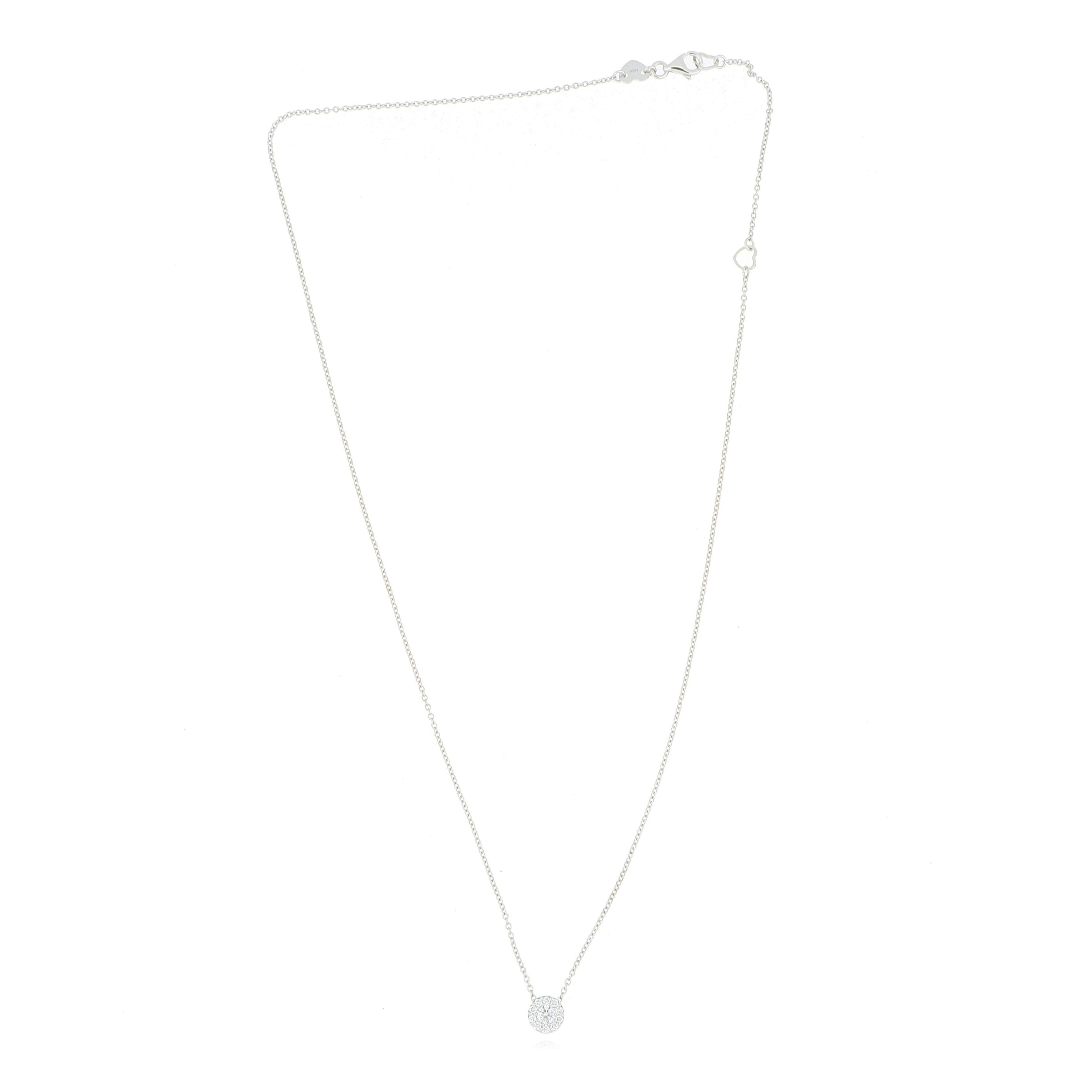 18k White God Hearts On Fire Diamond Halo Necklace - Charles Koll Jewelers