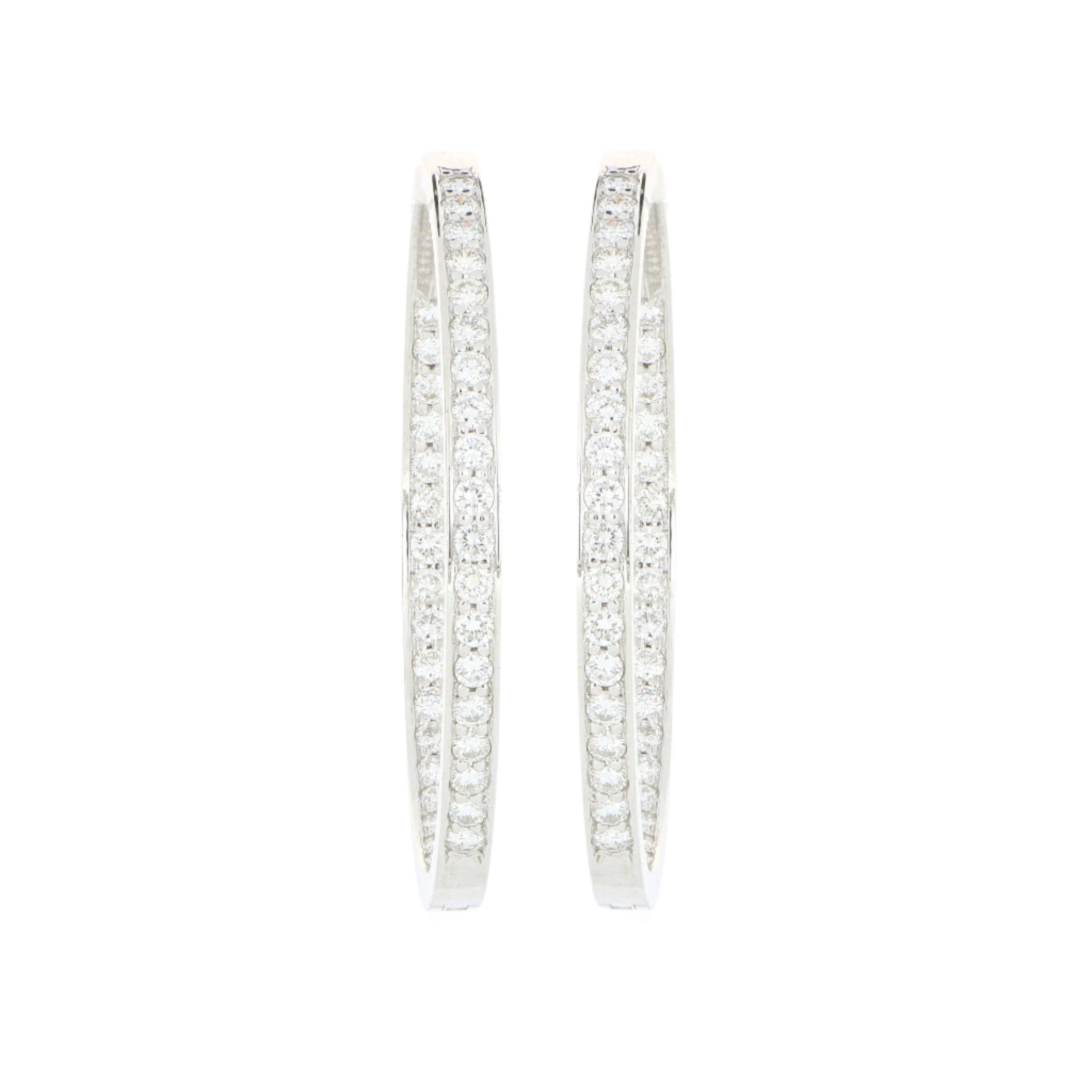 18k White Gold Channel-set Diamond Hoops