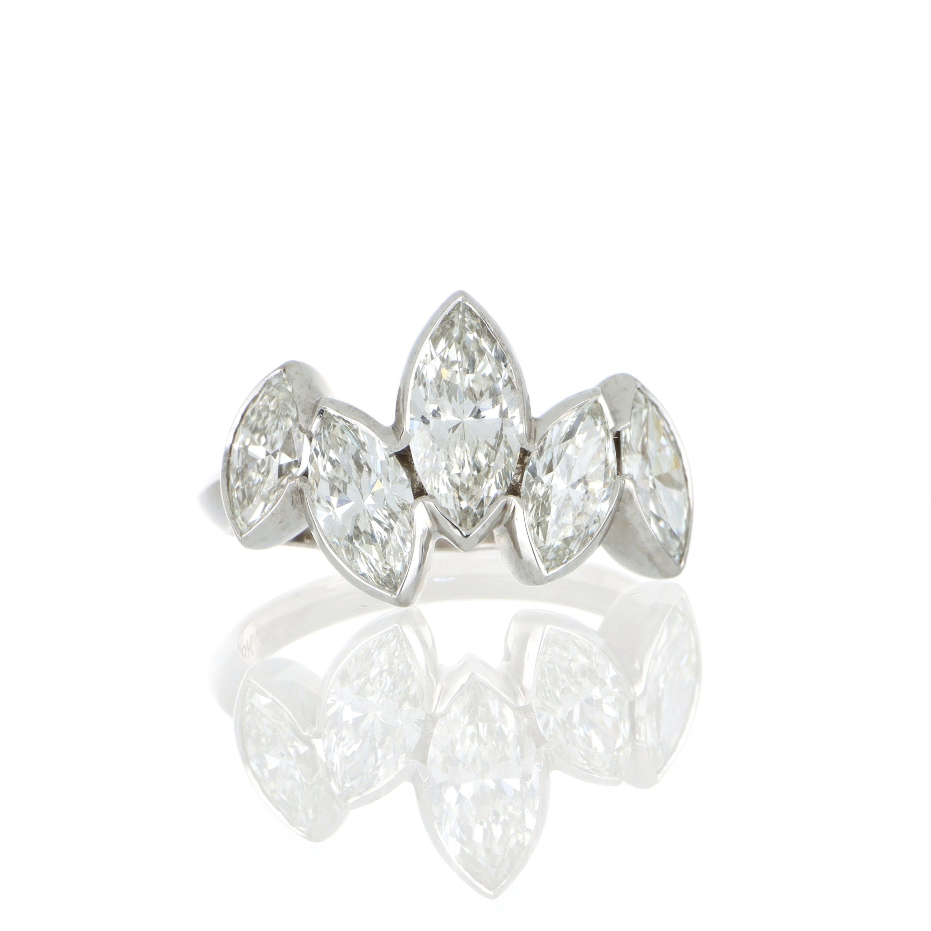 18k White Gold Continuous Marquise Diamond Wedding Band