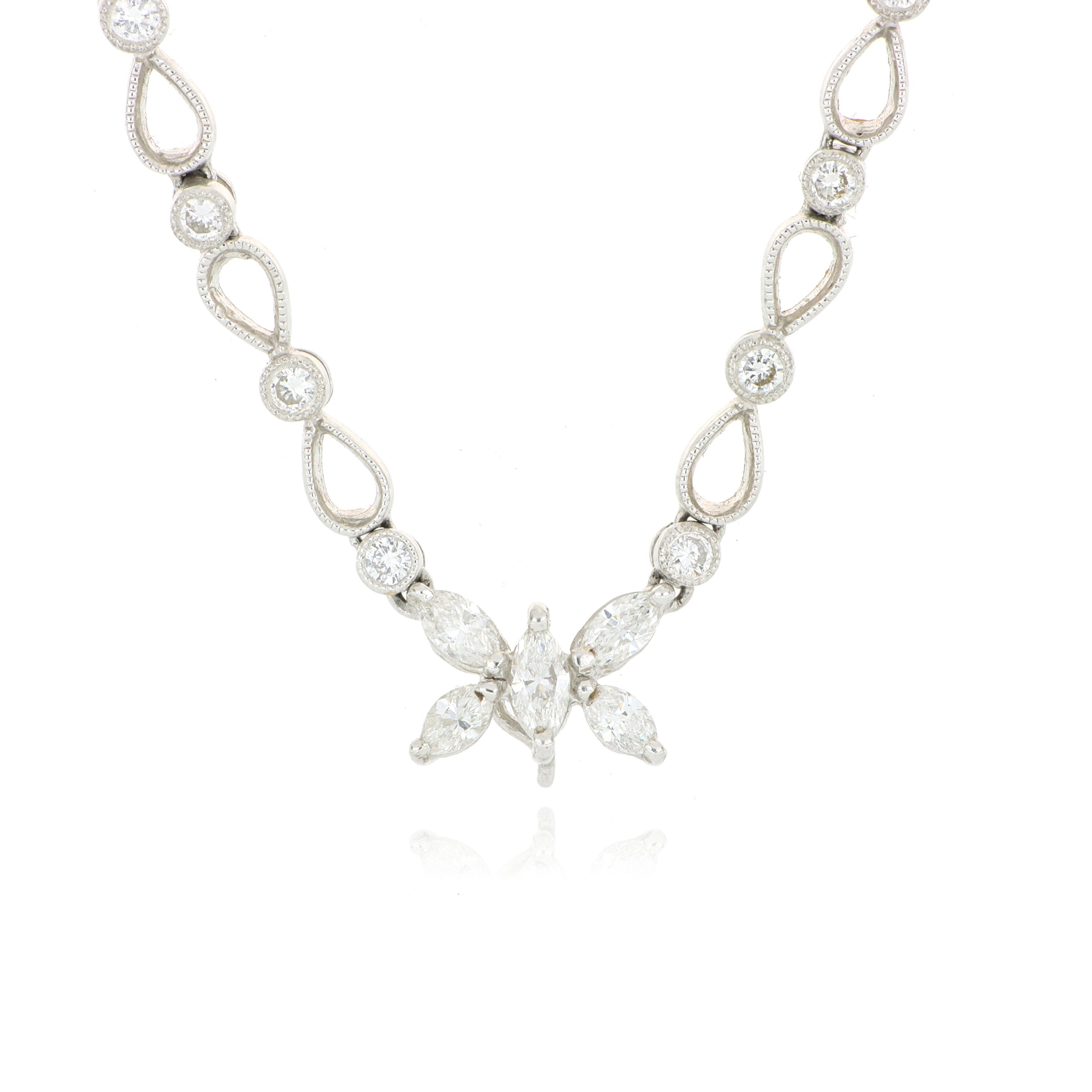 18k White Gold Diamond Butterfly Necklace