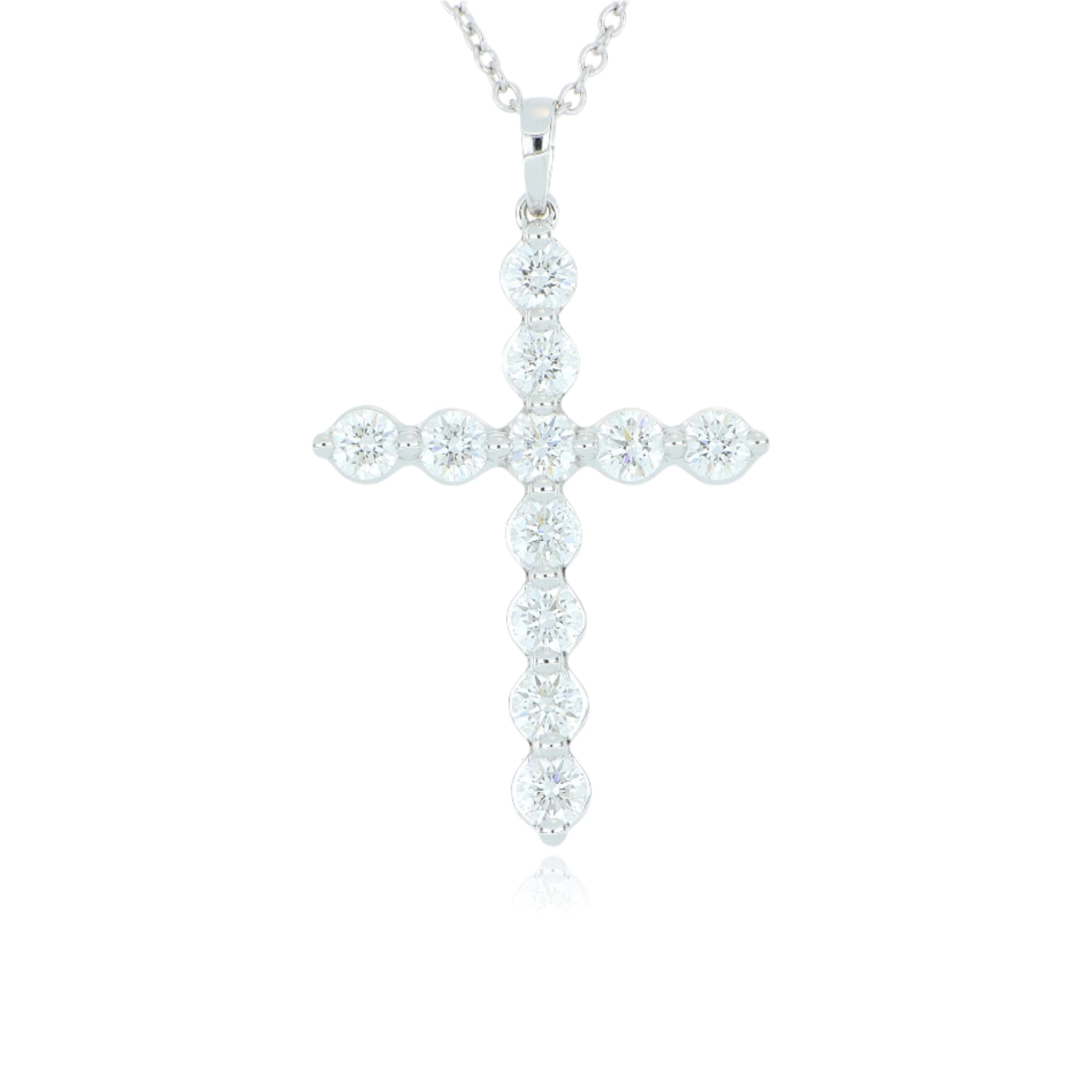 18k White Gold Diamond Cross - Charles Koll Jewelers
