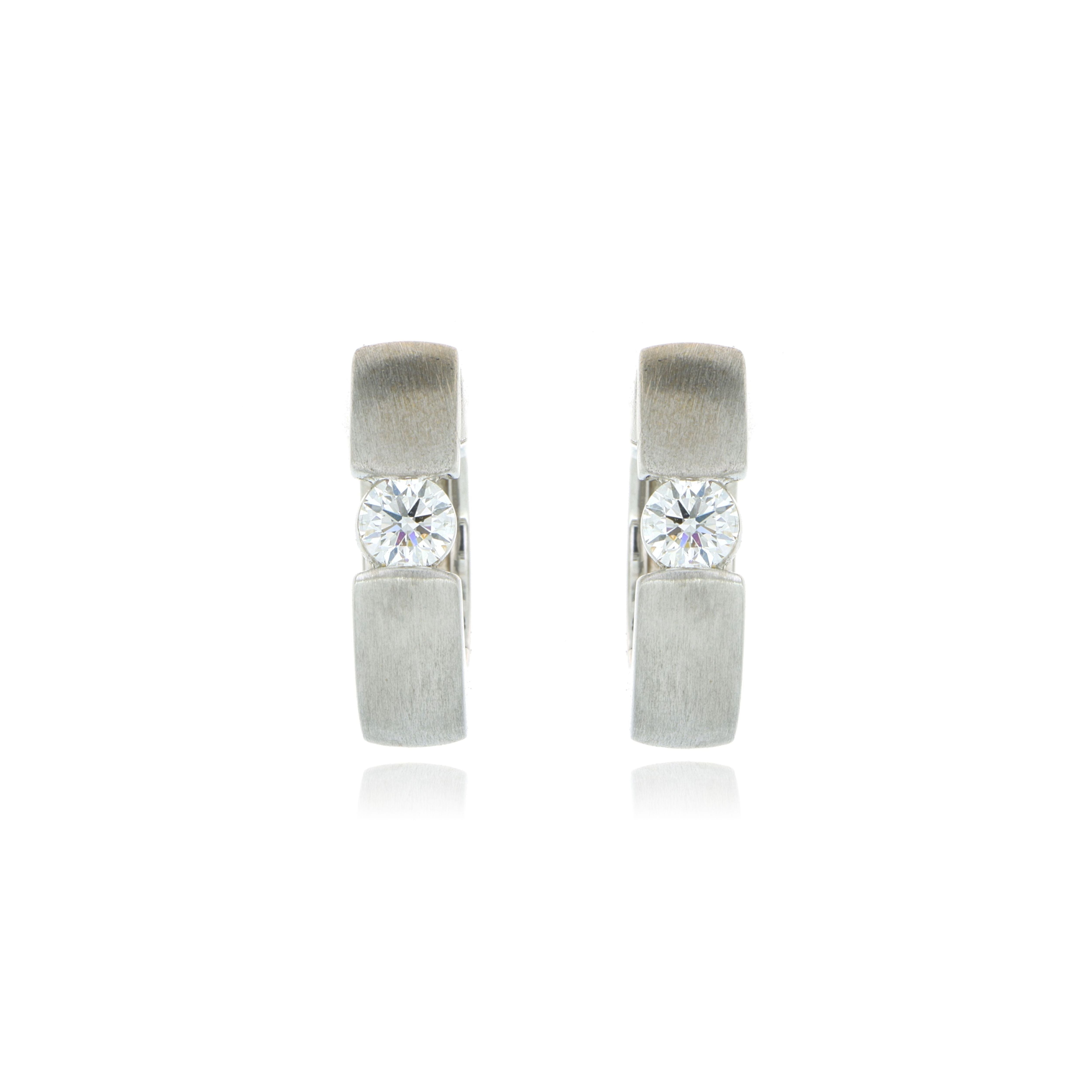 18k White Gold Diamond Huggie Earrings - Charles Koll Jewelers