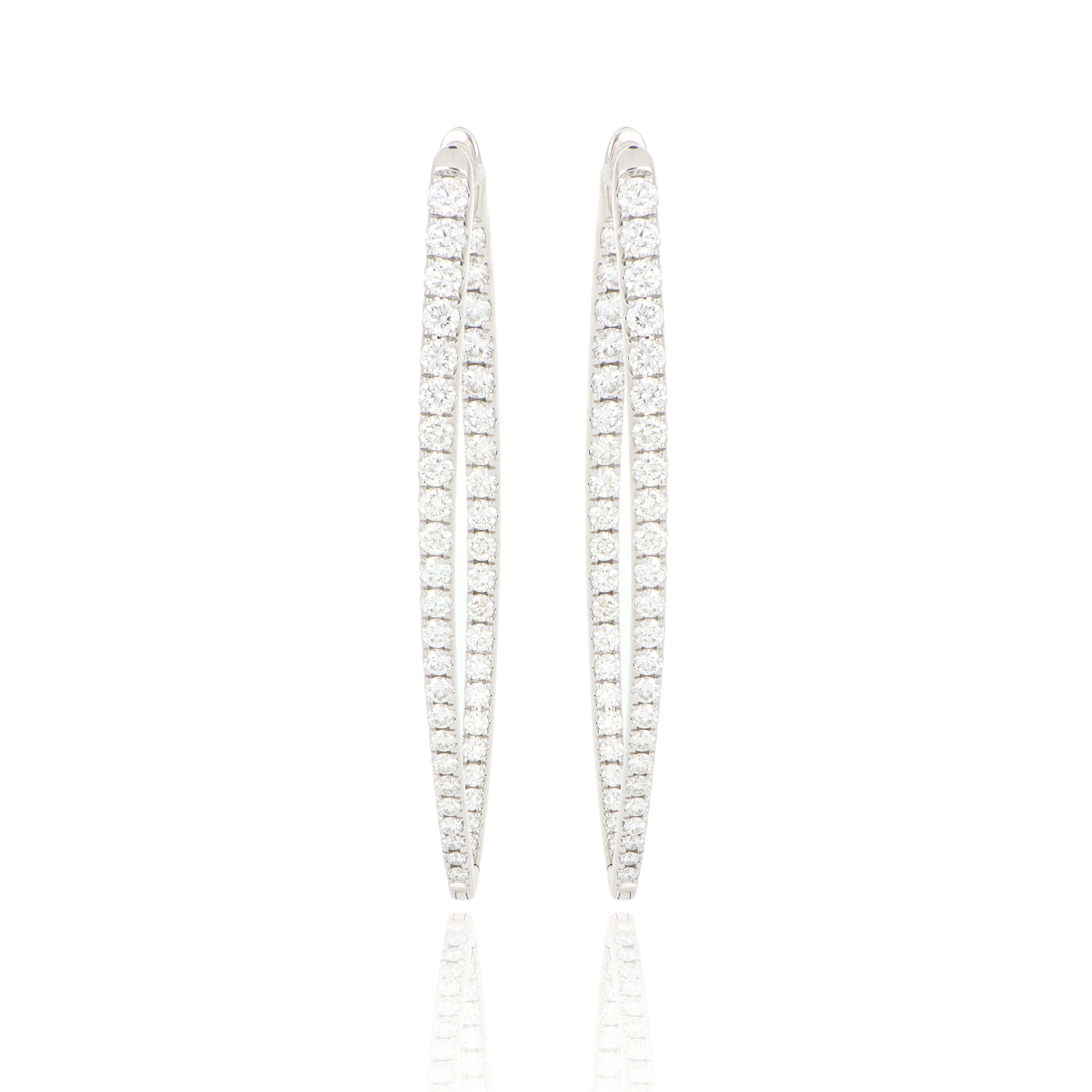 18k White Gold Diamond Imperial Hoop Earrings