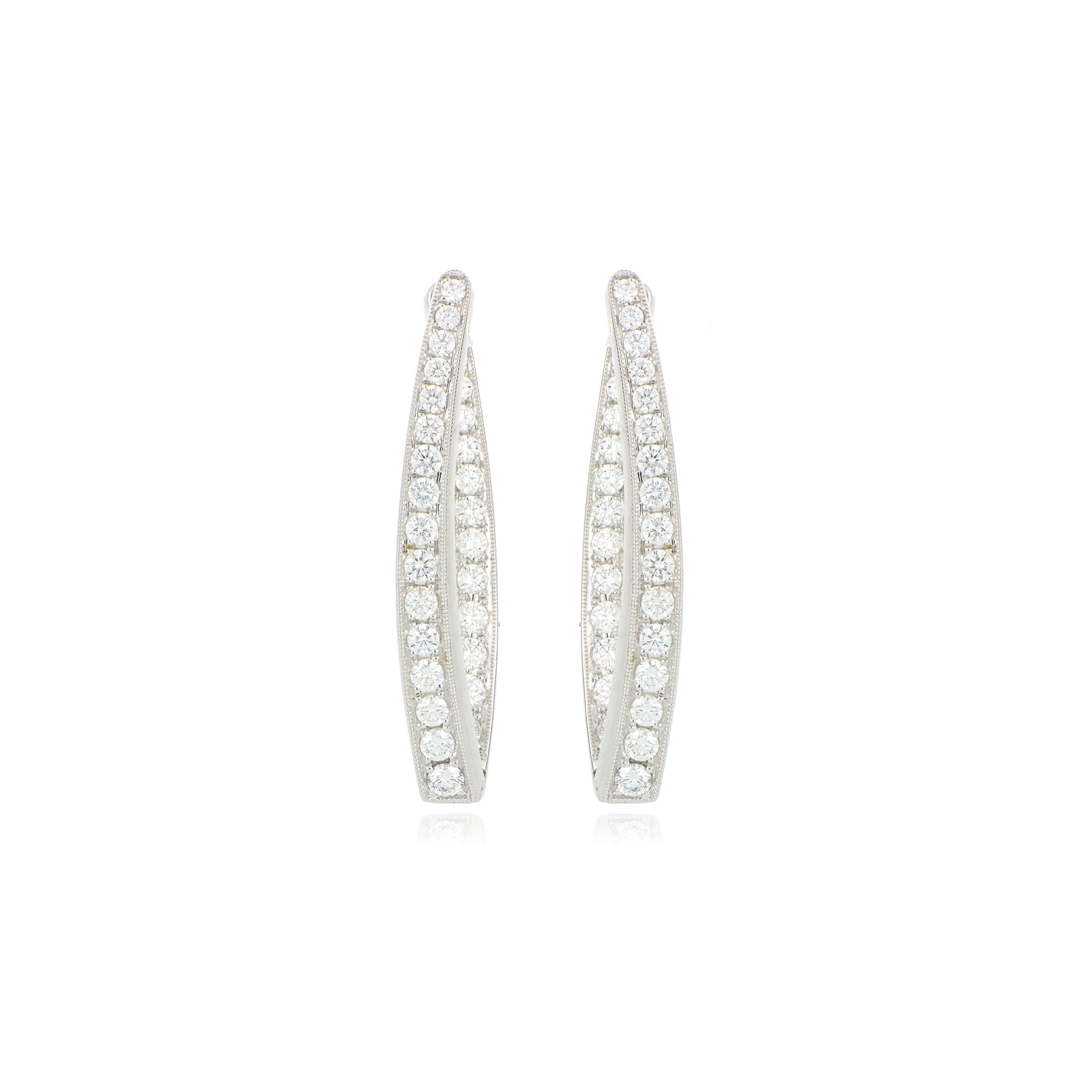 18k White Gold Diamond Inside Out Hoop Earrings