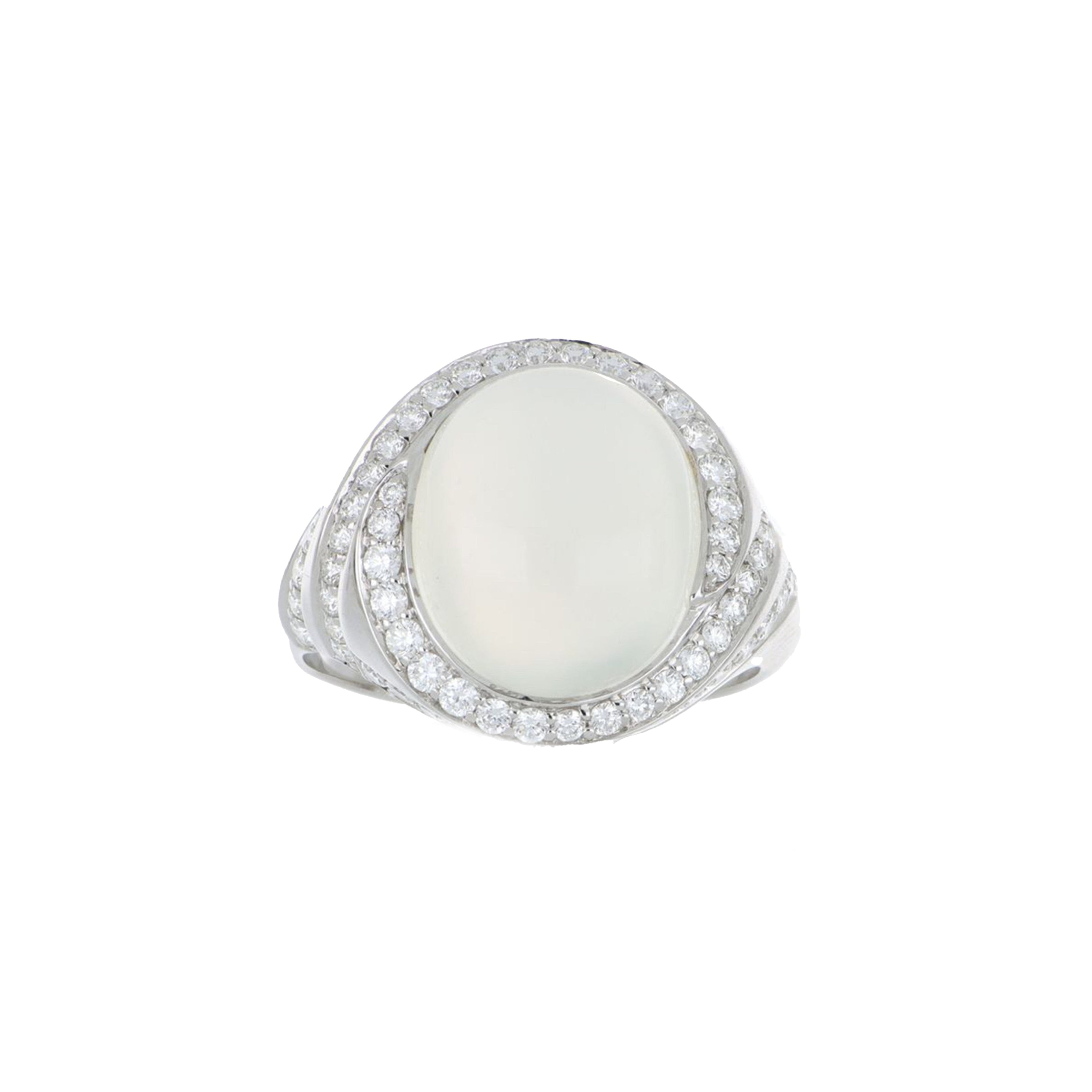 18k White Gold Moonstone and Diamond Cocktail Ring