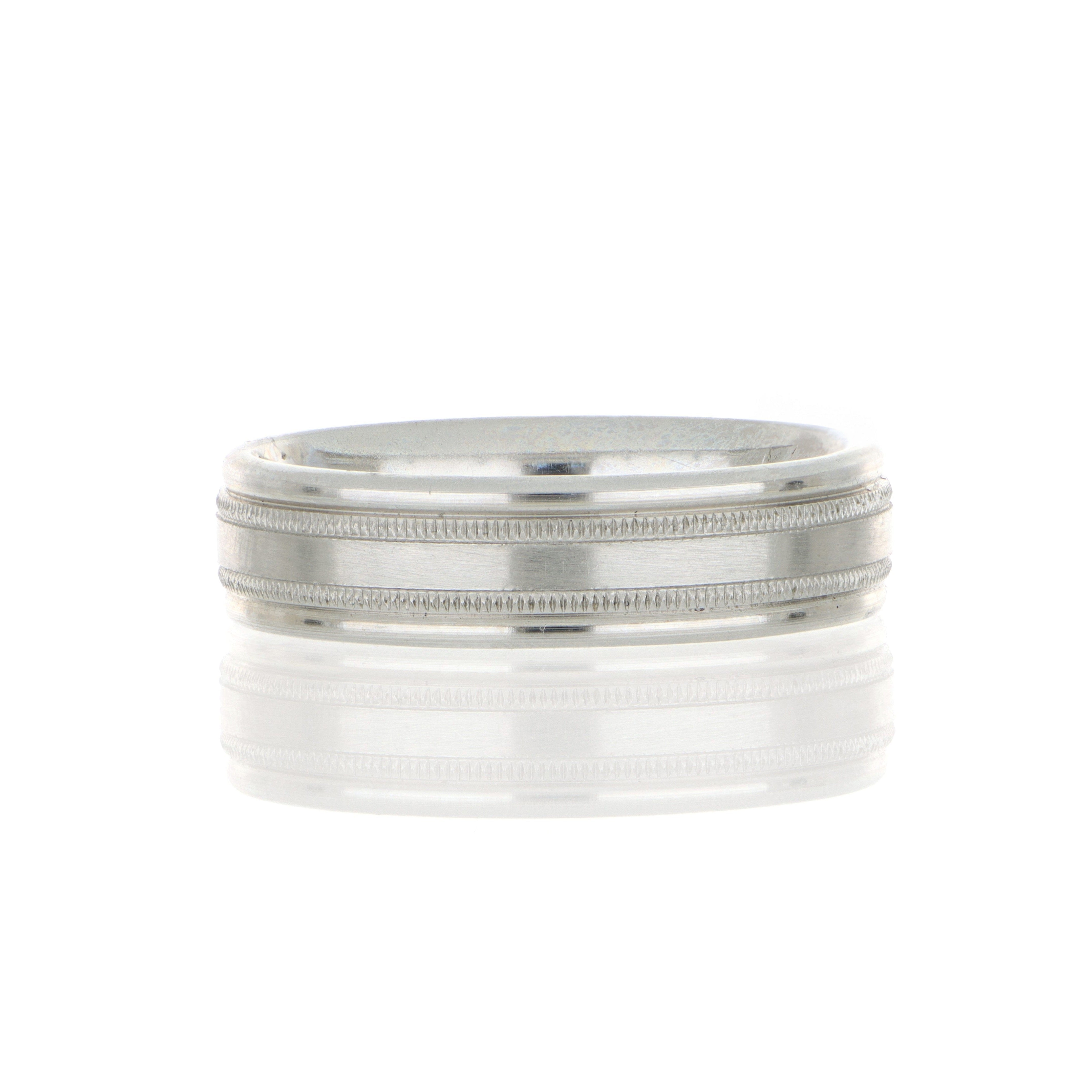 18k White Gold Satin Center Men's Wedding Band