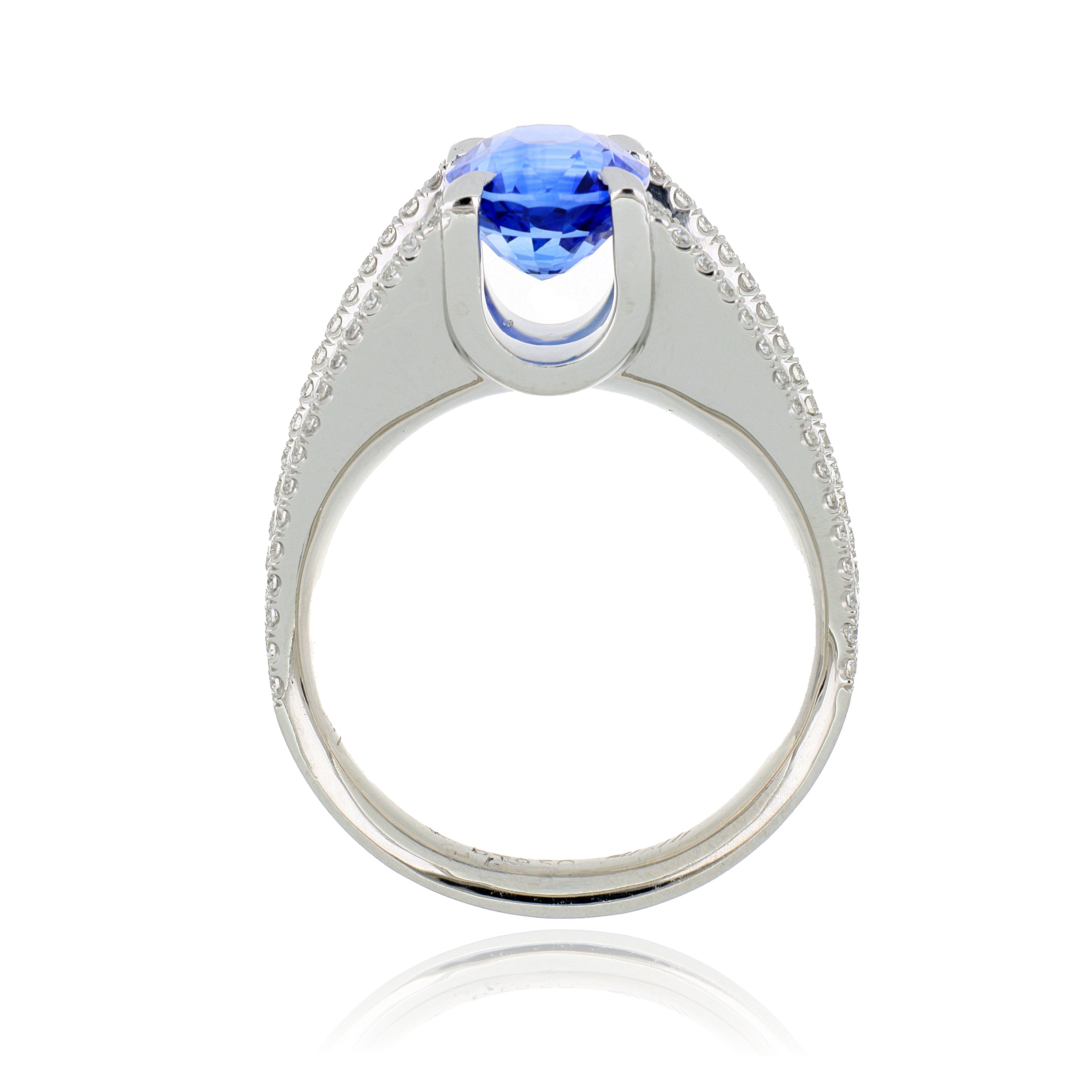 Platinum Blue Sapphire and Diamond Ring - Charles Koll Jewelers